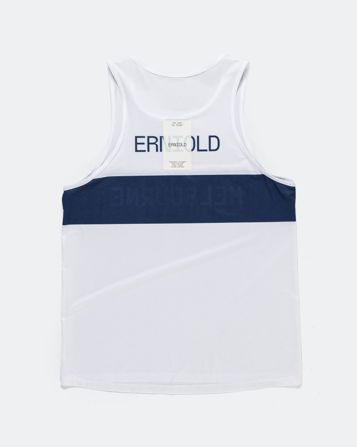 Erniold - Mens Race Singlet Melbourne - White/Navy - Up There Athletics