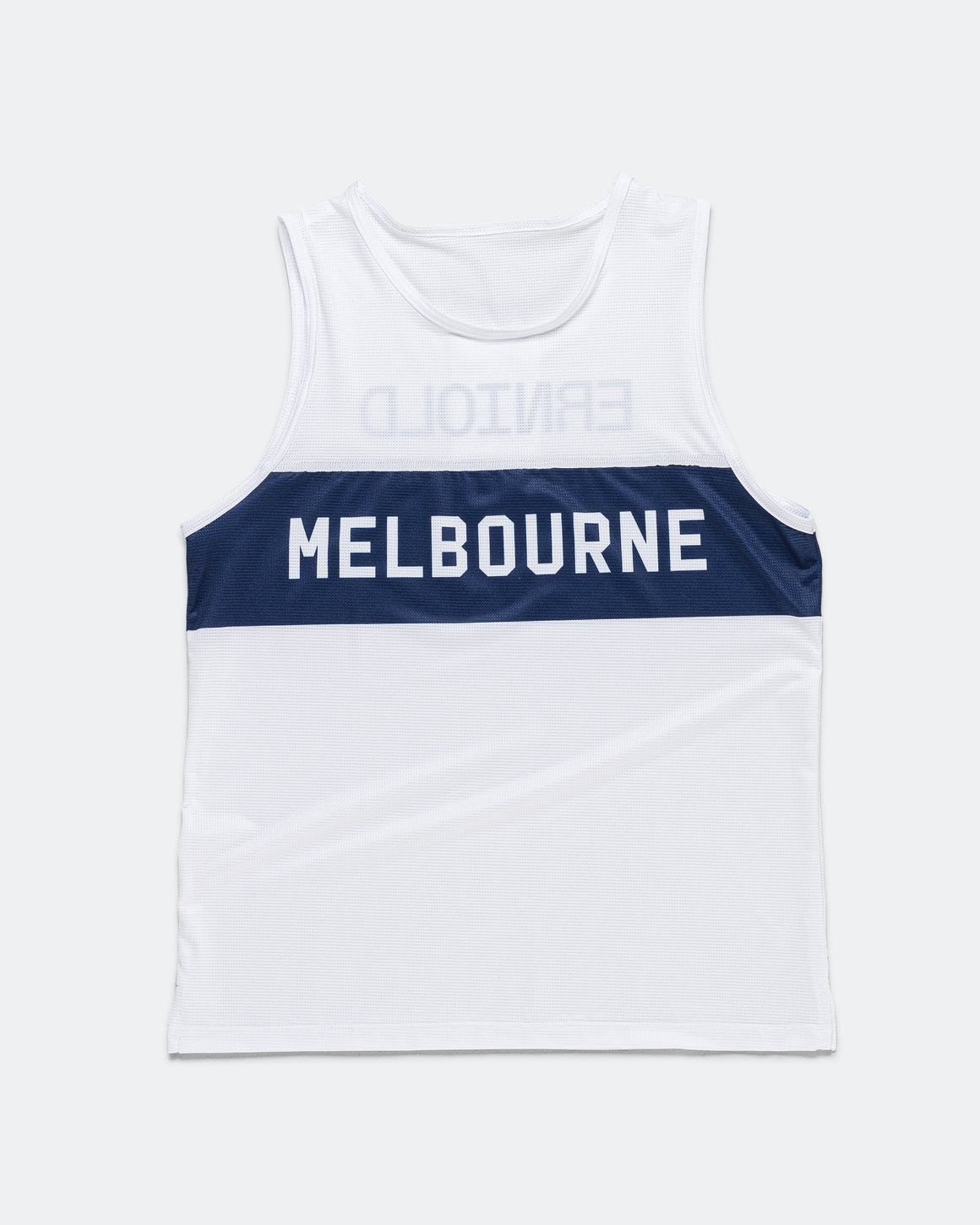 Erniold - Womens Race Singlet Melbourne - White/Navy - Up There Athletics