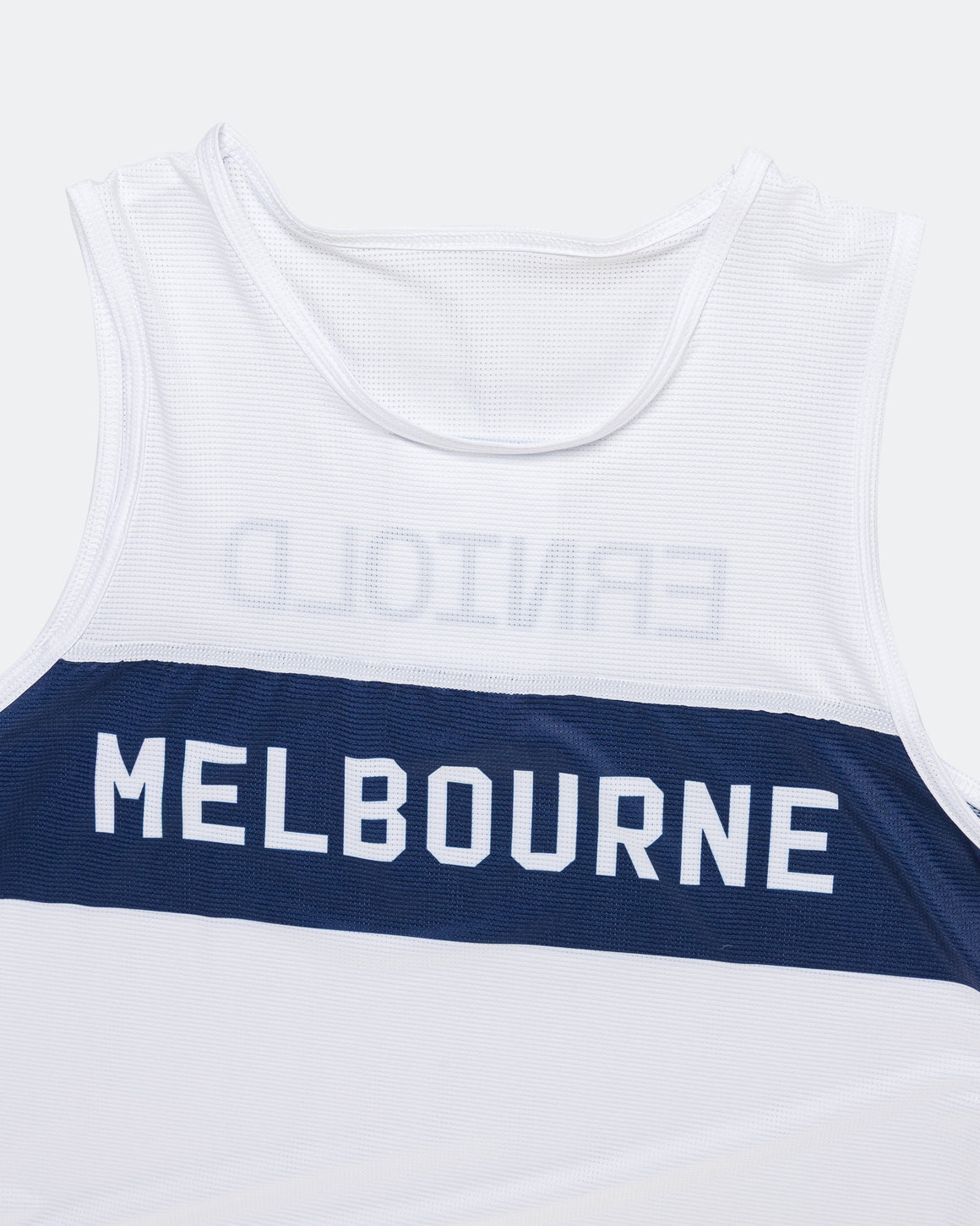 Erniold - Womens Race Singlet Melbourne - White/Navy - Up There Athletics