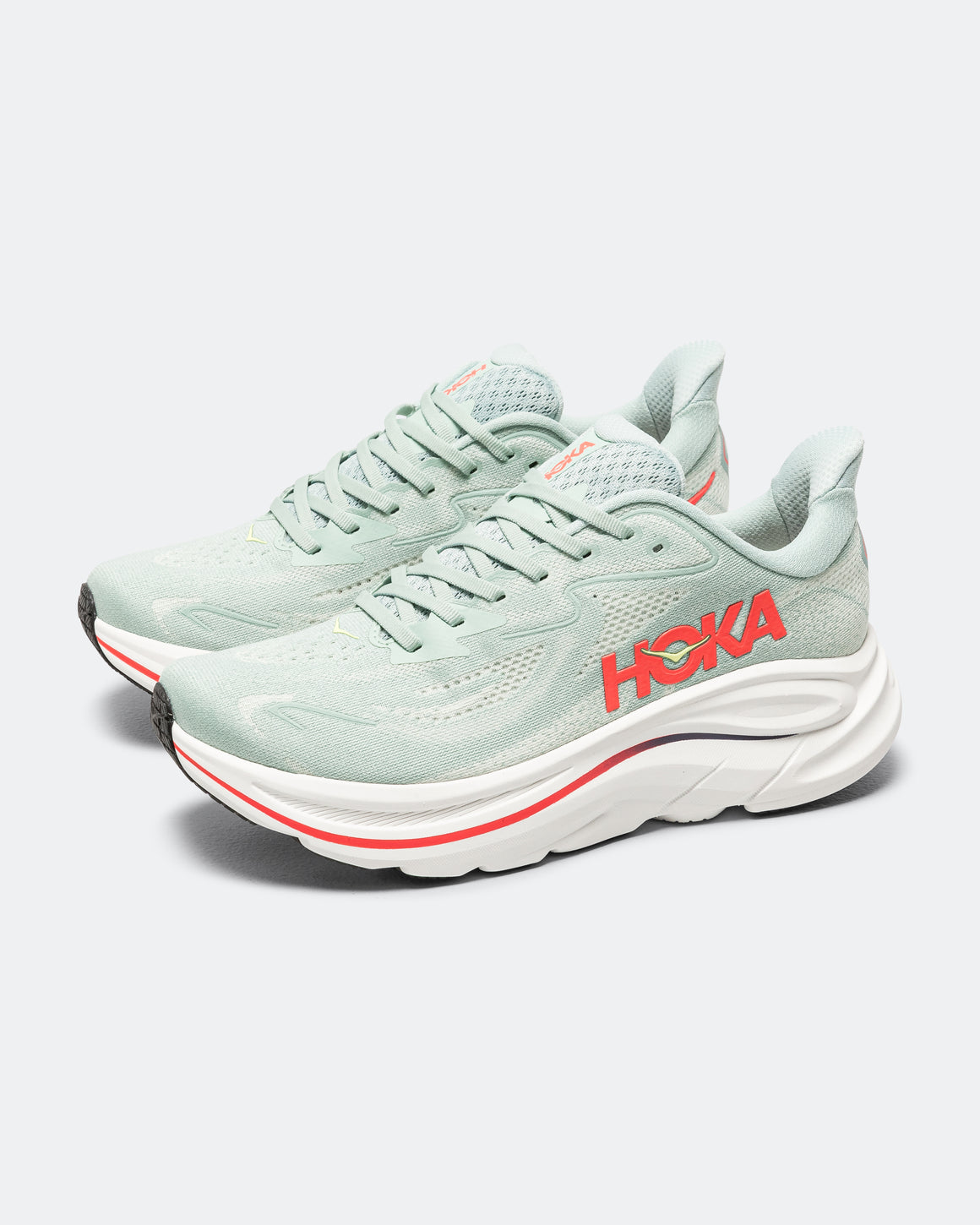 HOKA - Mens Clifton 10 - Sage/Neon Flame - Up There Athletics