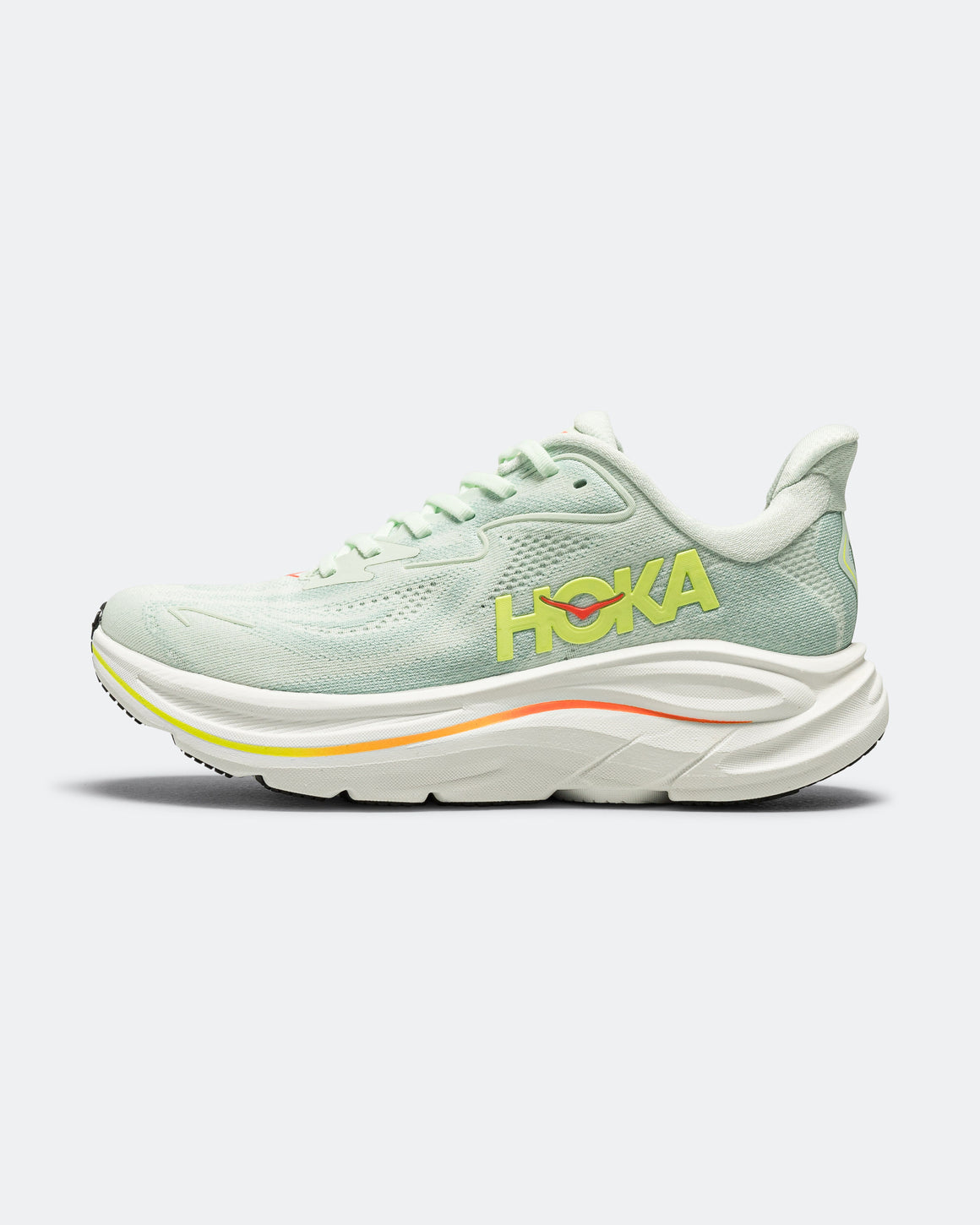 HOKA - Womens Clifton 10 - Sea Glass/Neon Flame - Up There Athletics