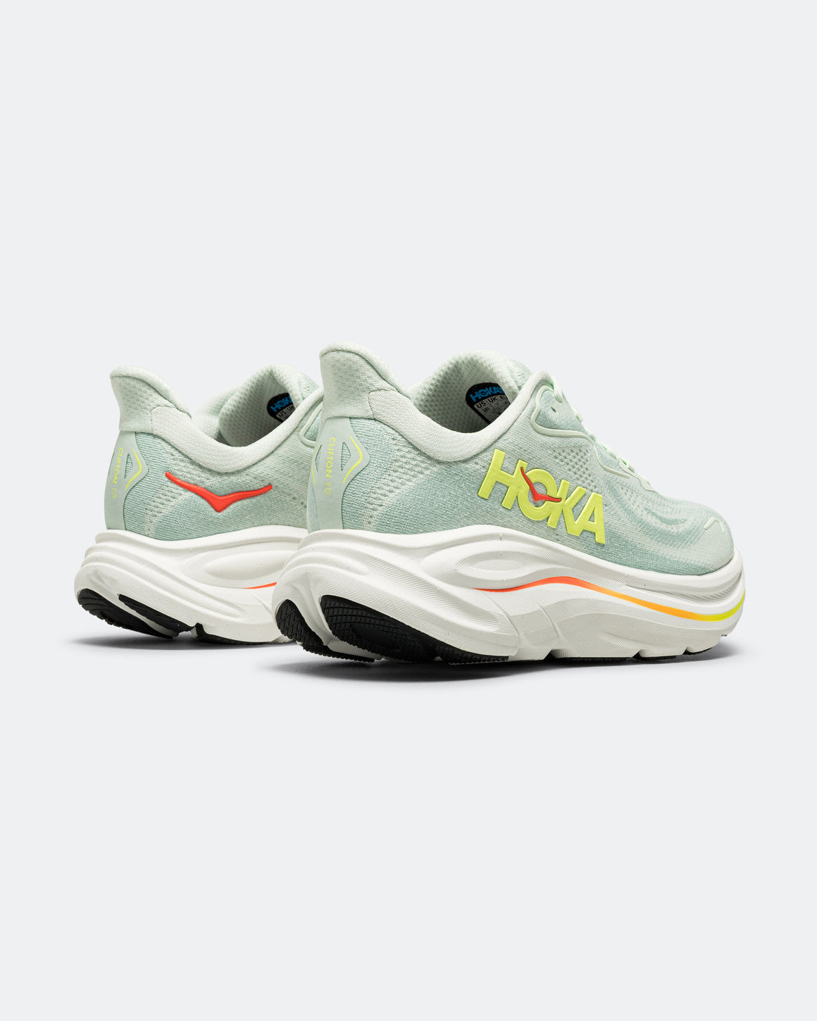 HOKA - Womens Clifton 10 - Sea Glass/Neon Flame - Up There Athletics