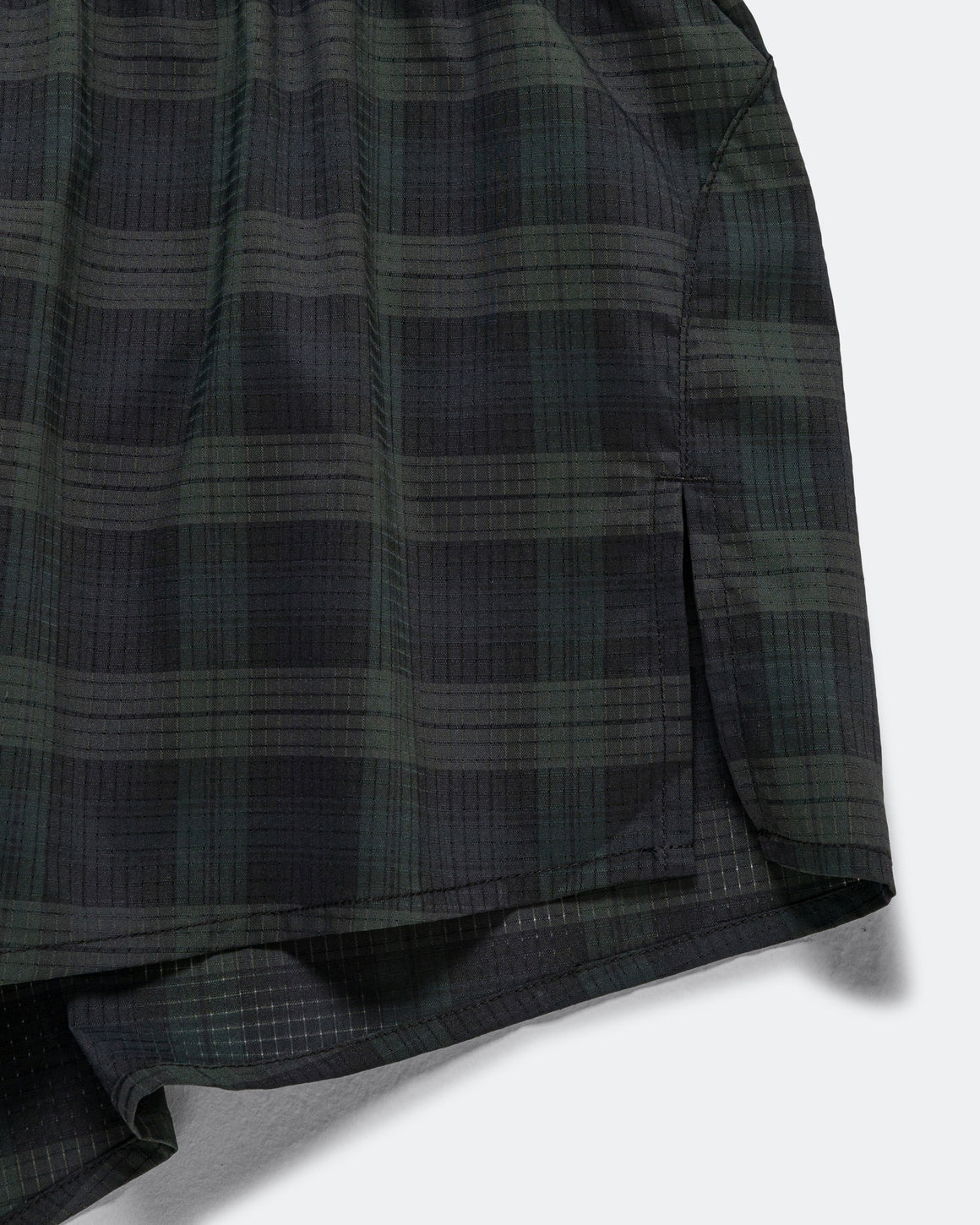 Literary Sport - Mens Morrison Run Split Shorts With Brief Liner - Green/Navy Tartan - Up There Athletics