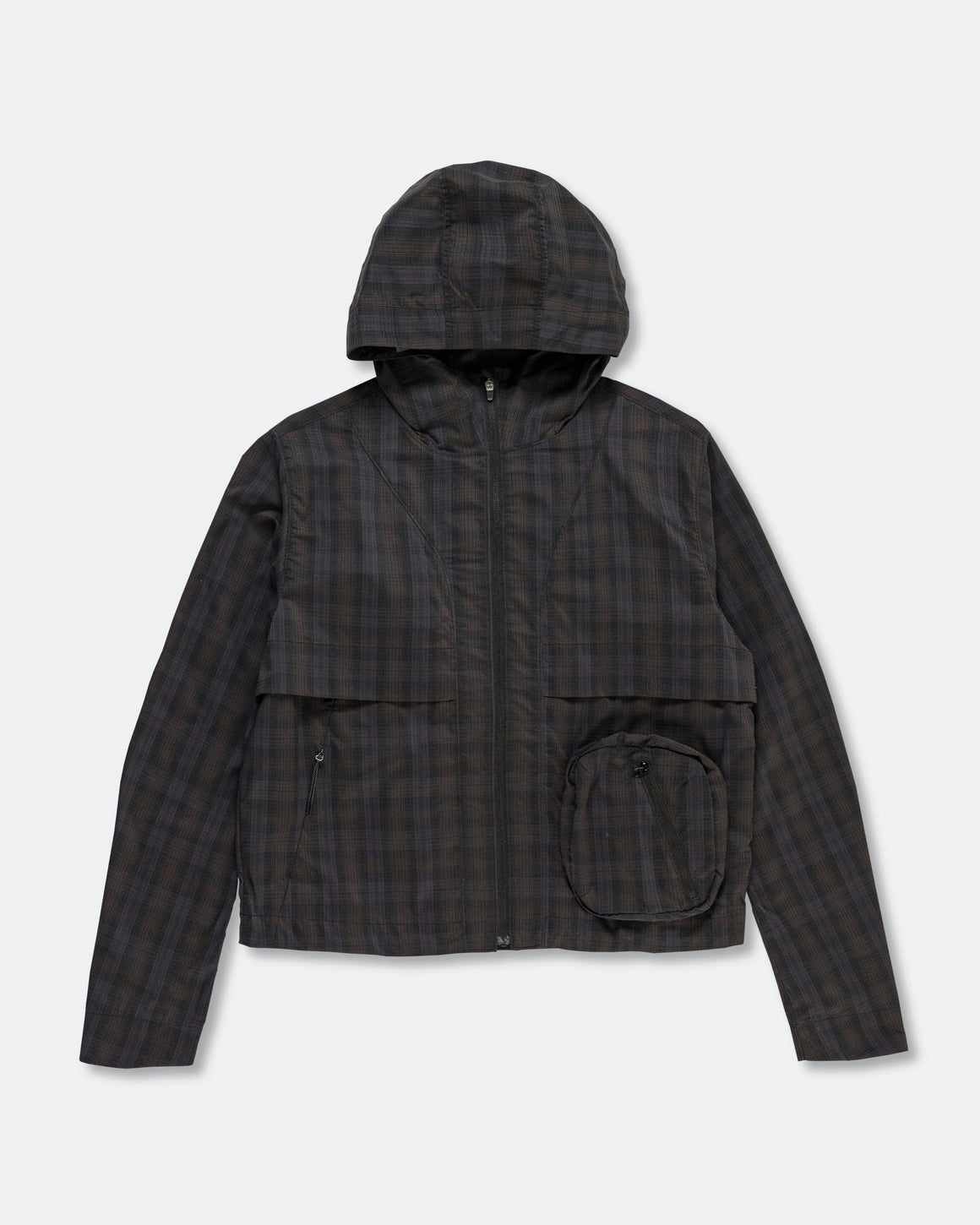 Literary Sport - Womens Adrienne Tartan Run Jacket W Hood - Brown Tartan - Up There Athletics
