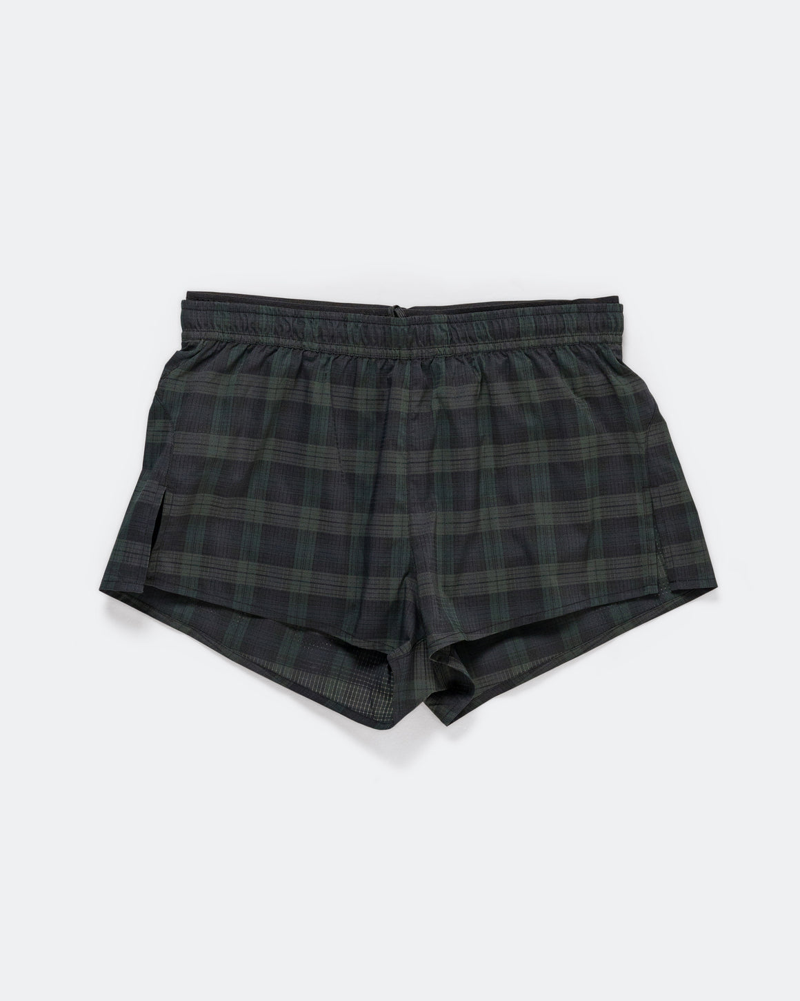 Literary Sport - Womens Dori Split Short - Navy/ Green Blackwatch - Up There Athletics