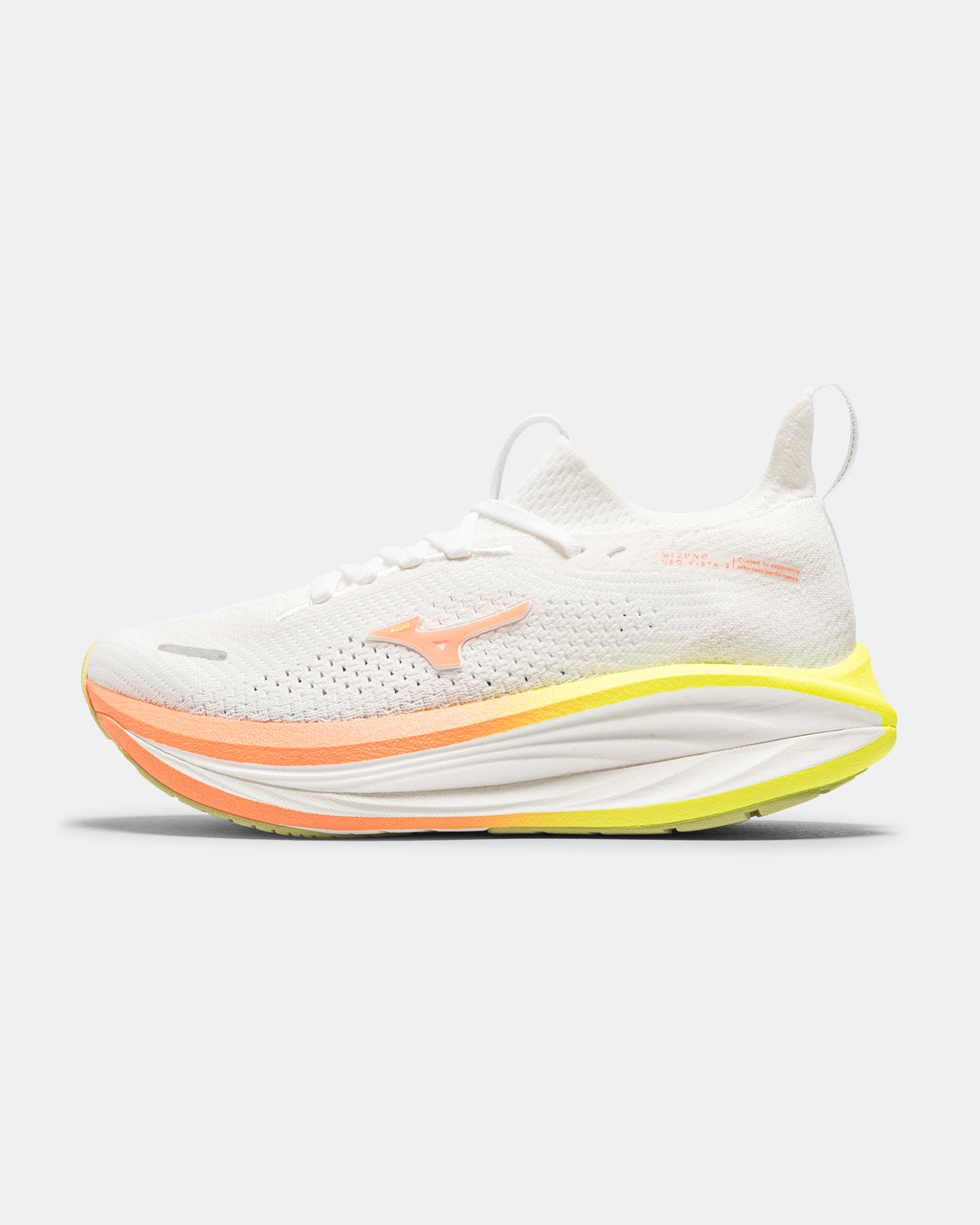Mizuno - Womens Neo Vista 3 - White/Flamingo Coral-Lime Pulp - Up There Athletics