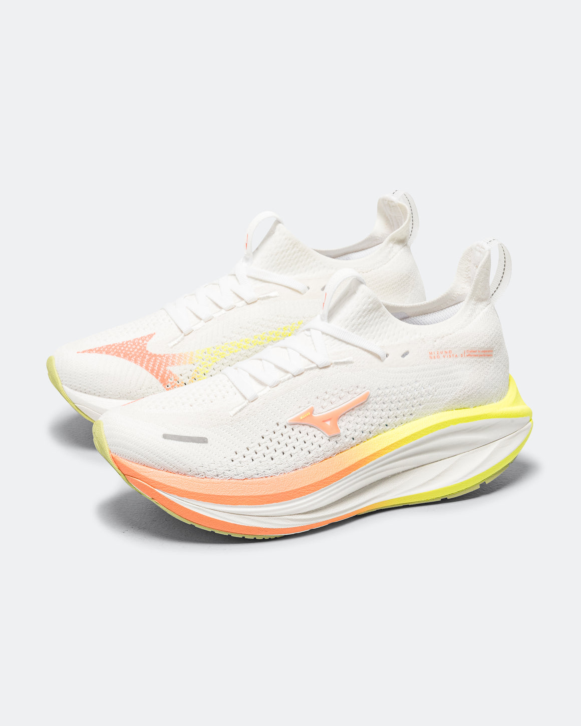 Mizuno - Womens Neo Vista 3 - White/Flamingo Coral-Lime Pulp - Up There Athletics