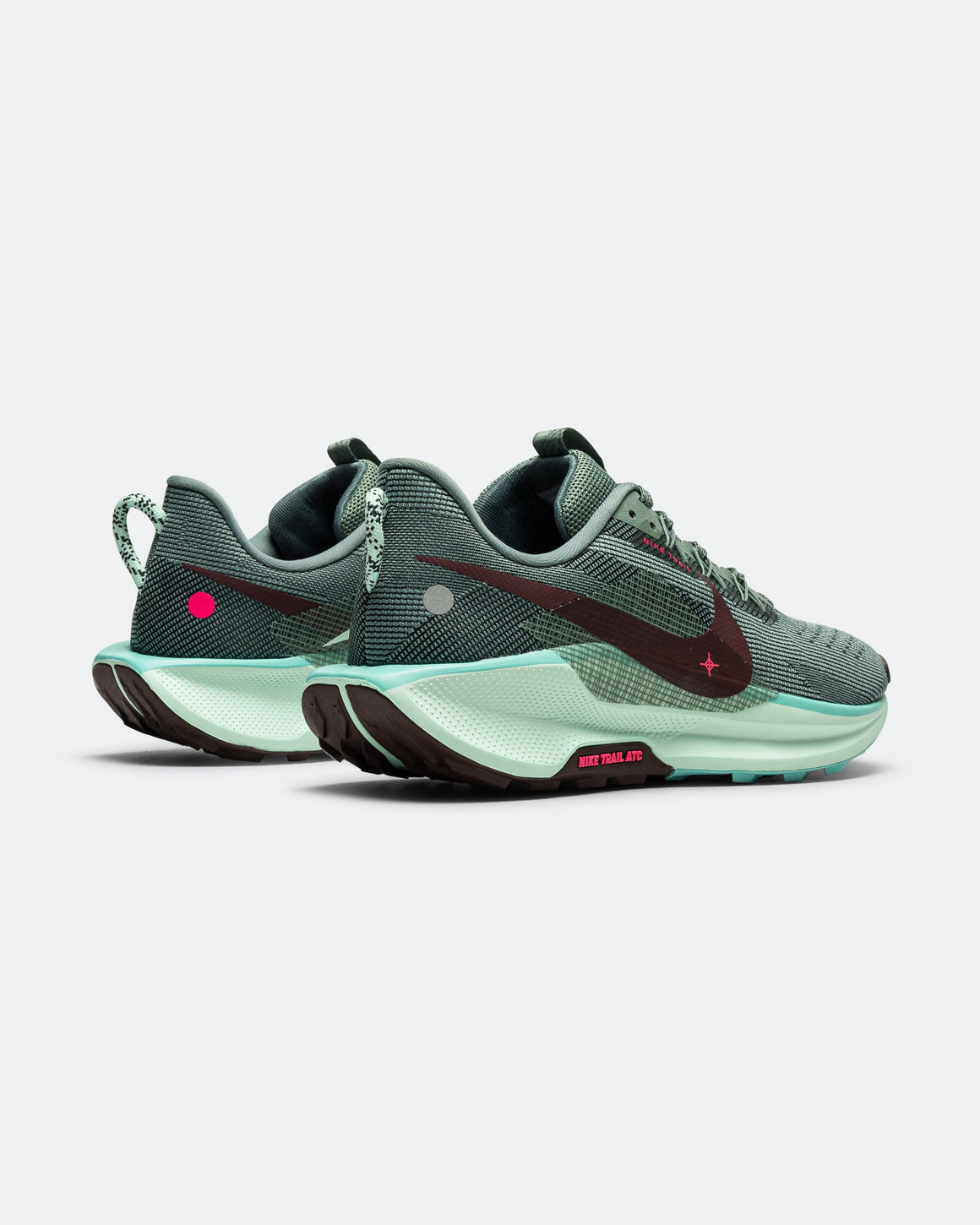 Nike - Mens ReactX Pegasus Trail 5 - Clay Green/Burgundy Crush-Bleached Turquiose - Up There Athletics