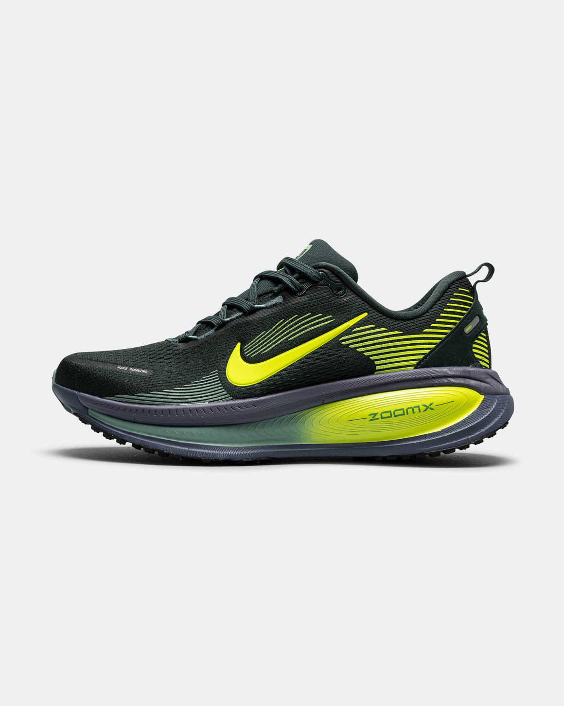 Nike - Mens Vomero 18 - Seaweed/Volt-Cannon-Sanded Purple-Black - Up There Athletics