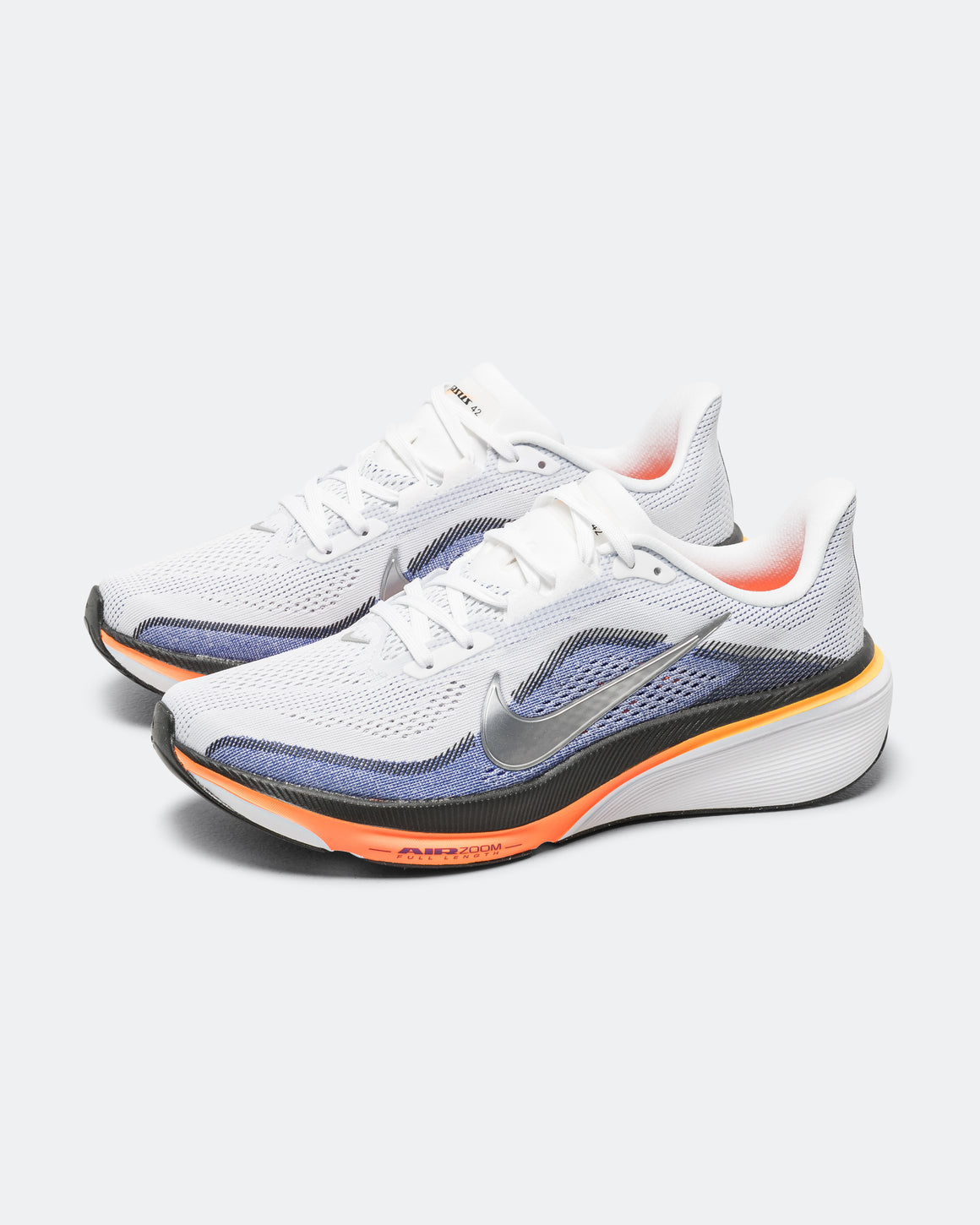 Nike - Mens Air Zoom Pegasus 42 - White/Metallic Silver-Lapis-Total Orange - Up There Athletics