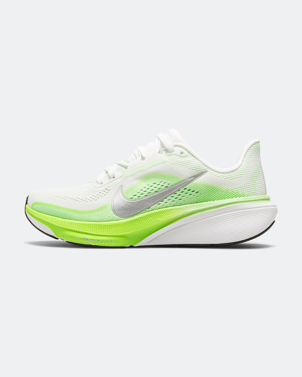 Nike - Womens Air Zoom Pegasus 42 - White/Metallic Silver-Green Strike - Up There Athletics