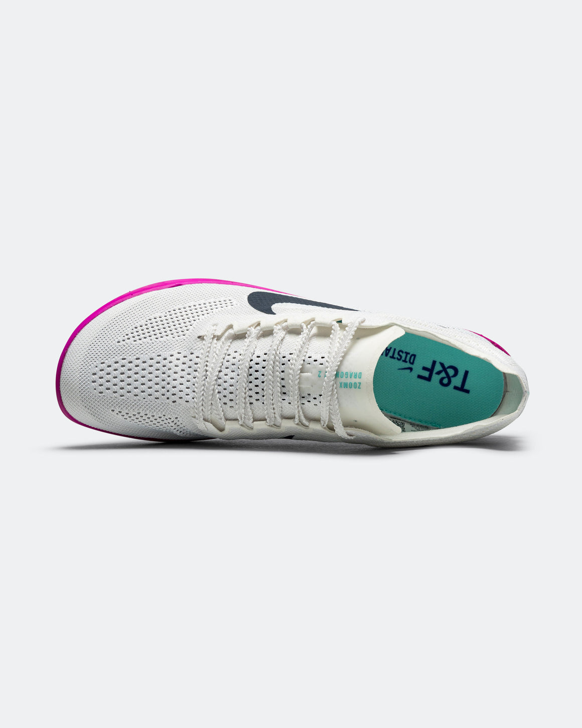 Nike - ZoomX Dragonfly 2 - White/Armory Navy-Hyper Tuquiose-Fire Pink - Up There Athletics