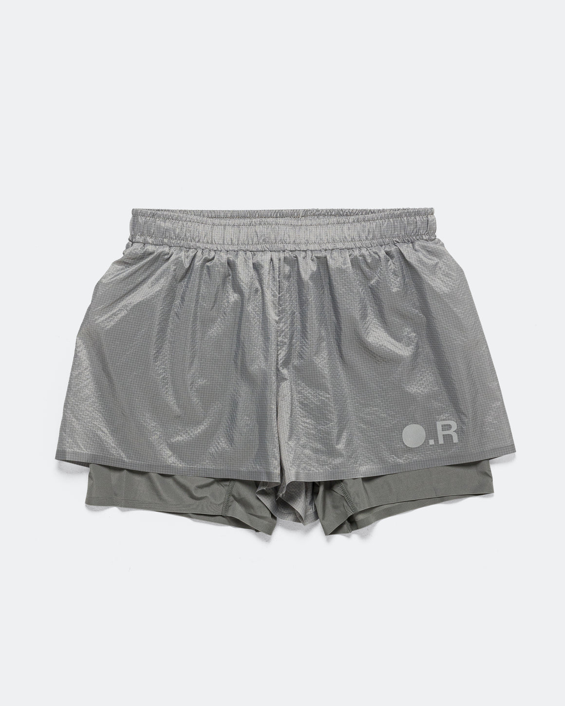 Optimistic Runners - Glossy Ripstop Shorts - Light Grey - Up There Athletics