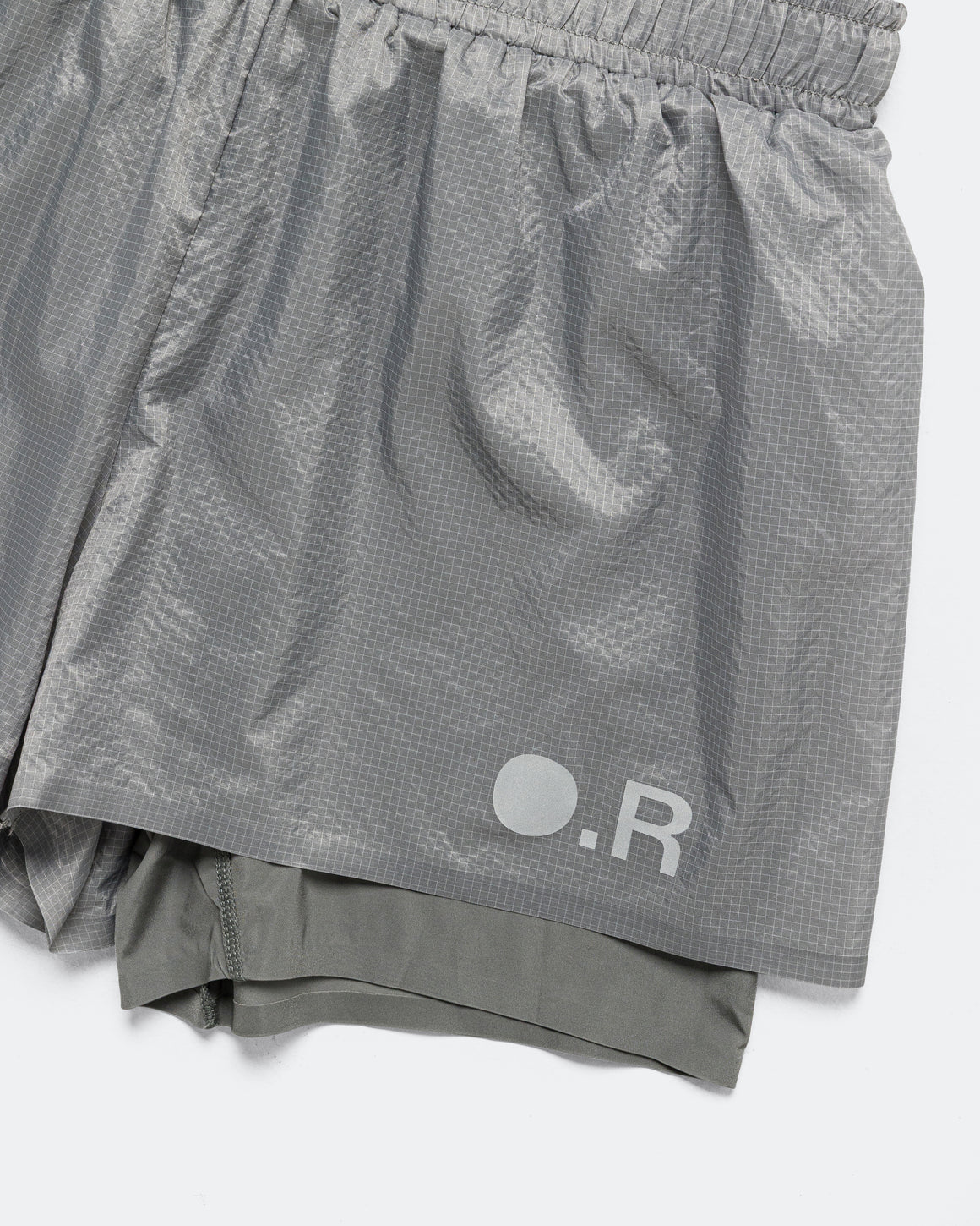 Optimistic Runners - Glossy Ripstop Shorts - Light Grey - Up There Athletics