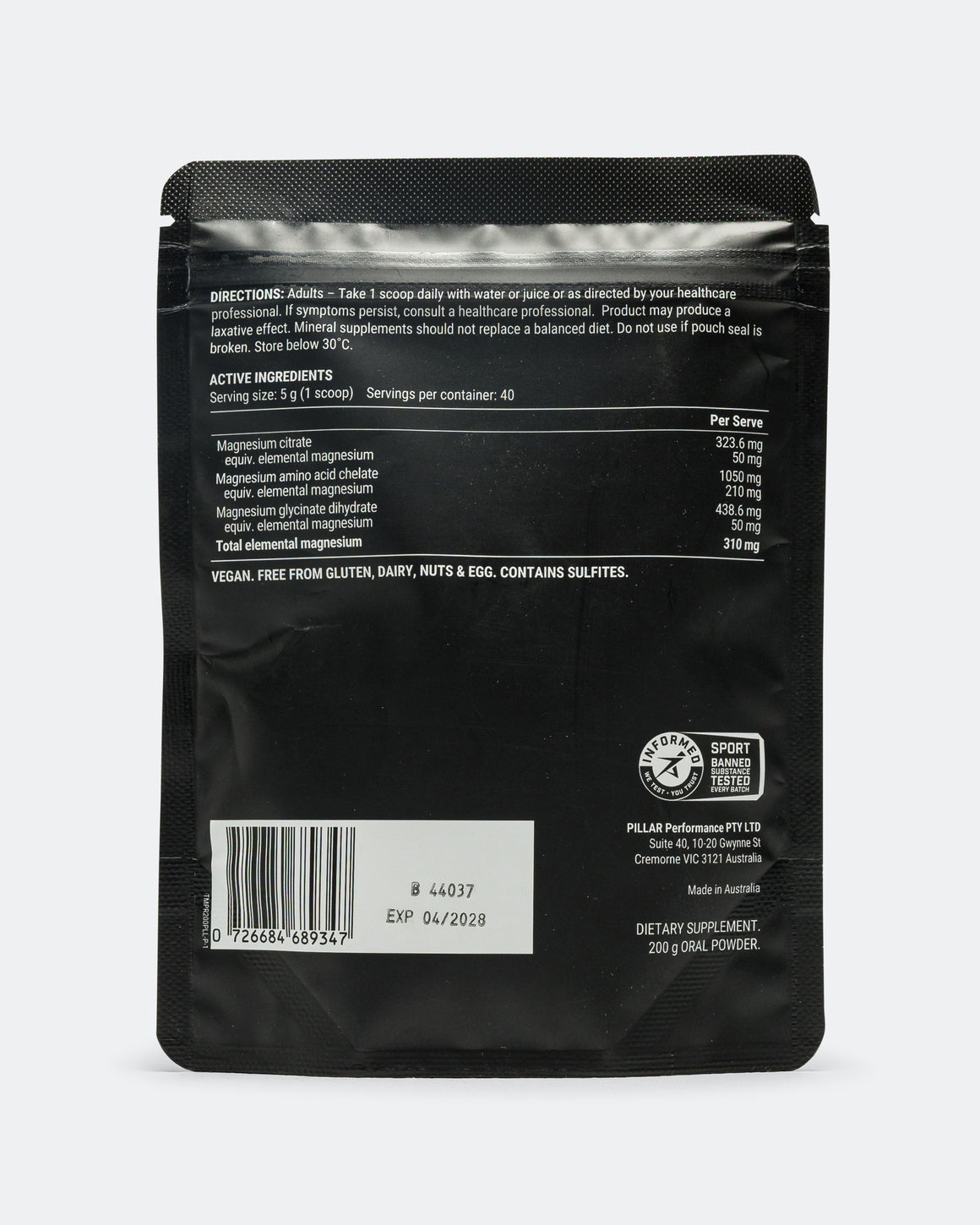 Pillar Performance - Triple Magnesium Powder Pouch -  Lemon Lime - Up There Athletics