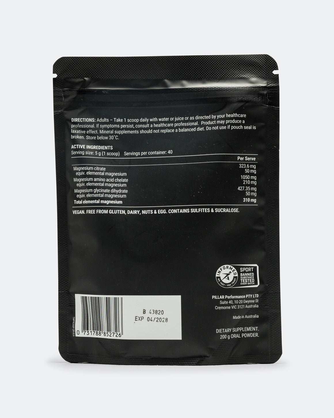 Pillar Performance - Triple Magnesium Powder Pouch - Natural Berry - Up There Athletics