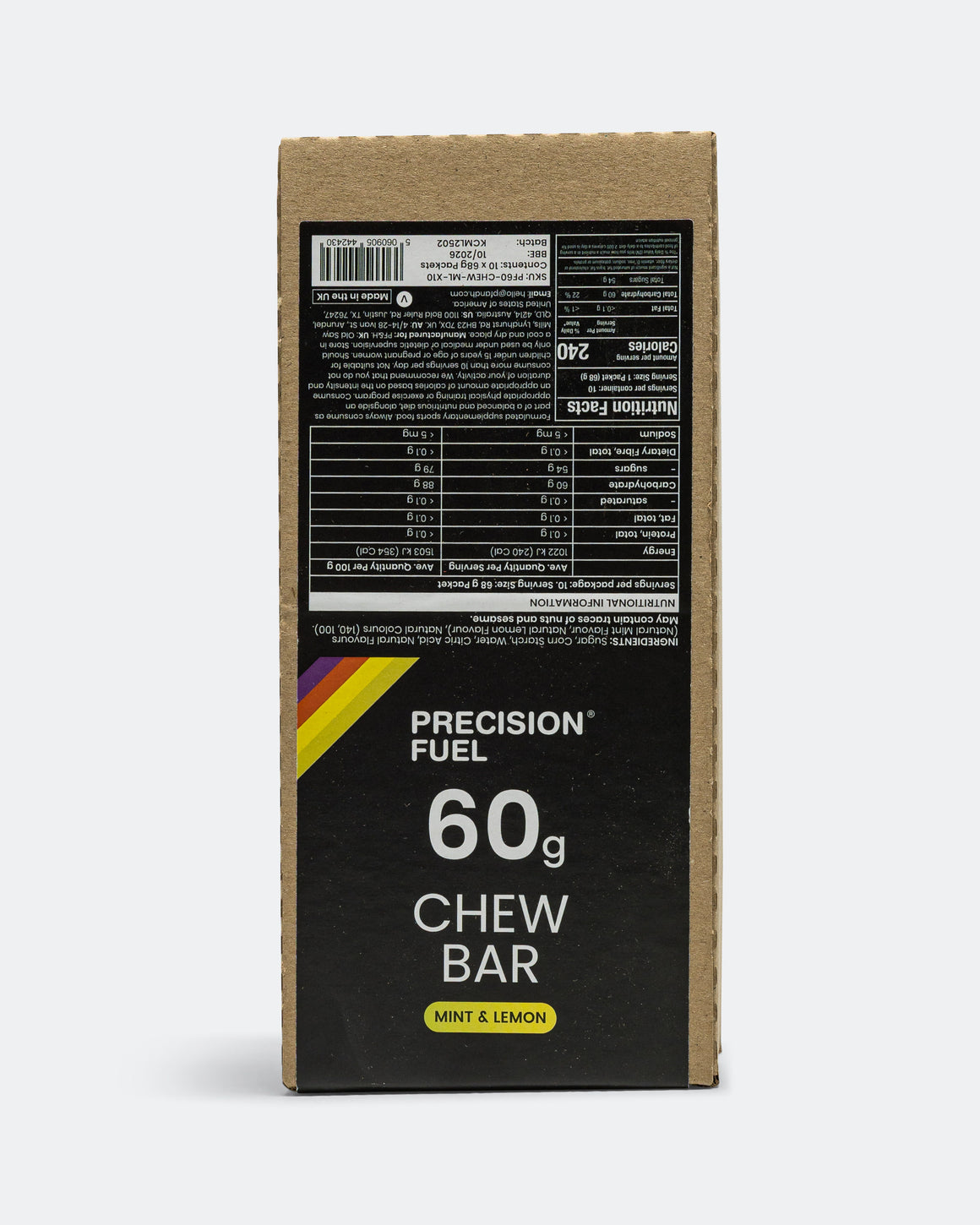 Precision - PF 60 Chew Bar - Mint & Lemon Flavour - Box of 10 - Up There Athletics
