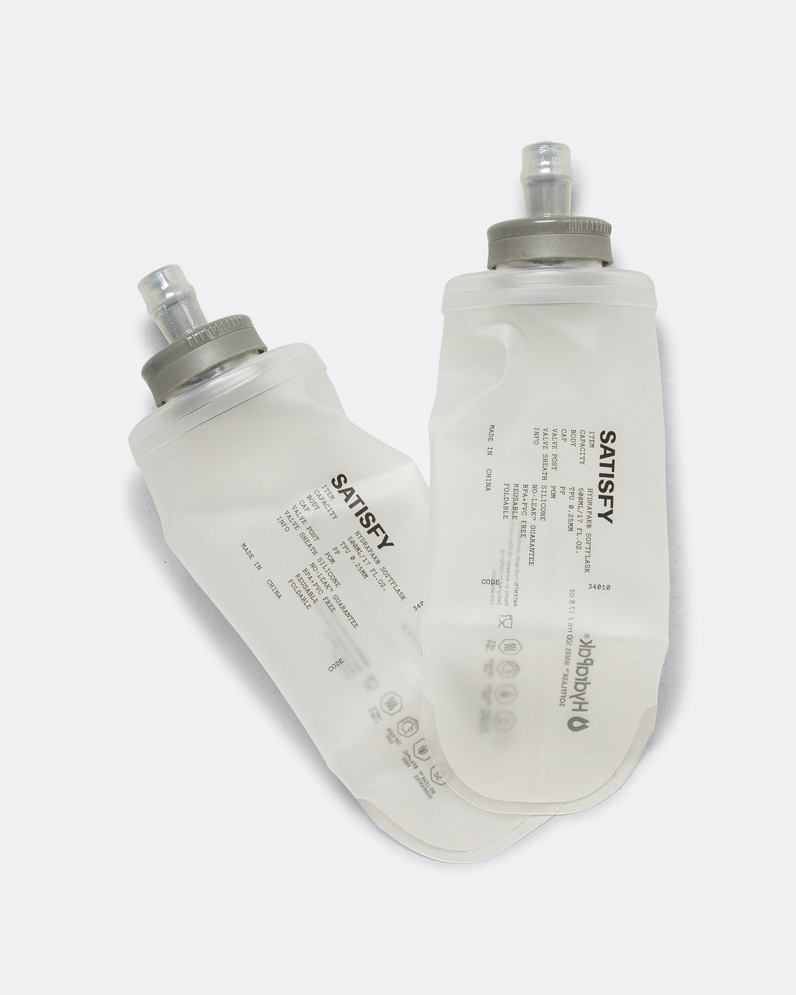 Satisfy - HydraPak Soft Flask 500ml 2-Pack - Transparent - Up There Athletics