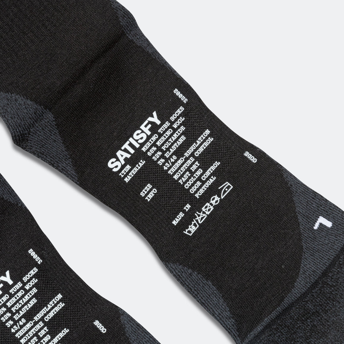 Satisfy - Merino Nylon Tube Socks - Black - Up There Athletics