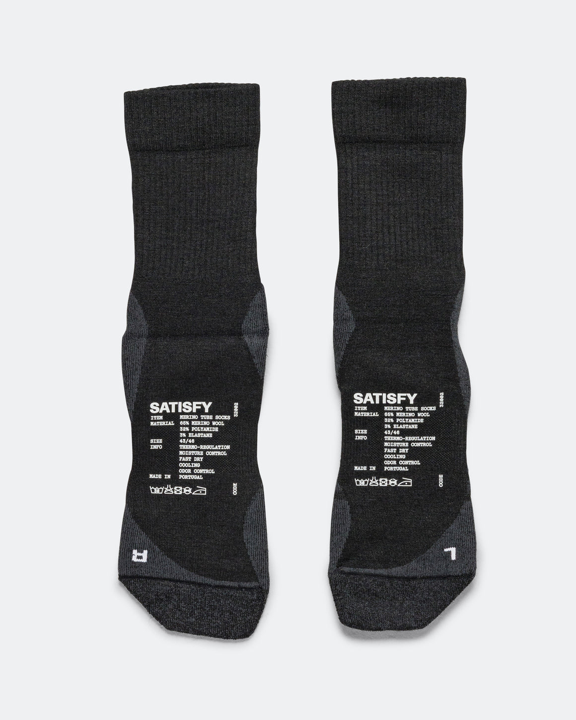 Satisfy - Merino Nylon Tube Socks - Black - Up There Athletics