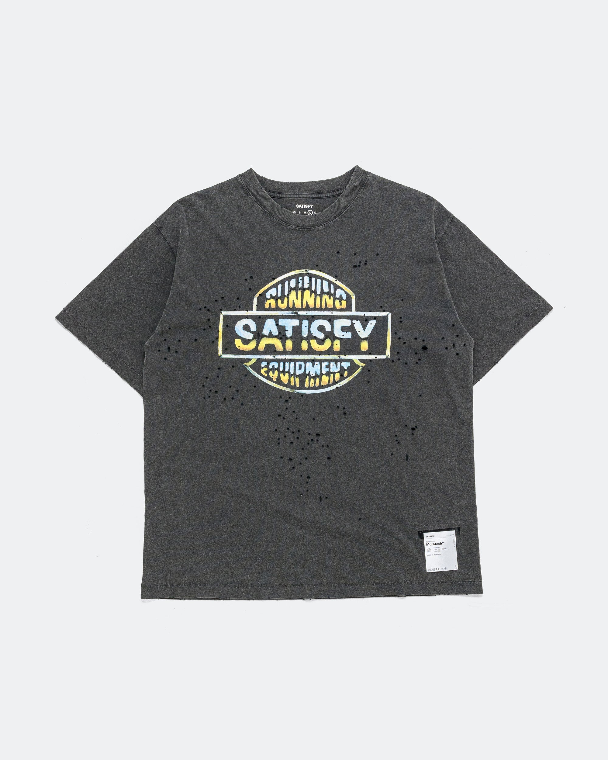 Satisfy - MothTech 'Authorised Dealer' T-Shirt - Aged Black | Up