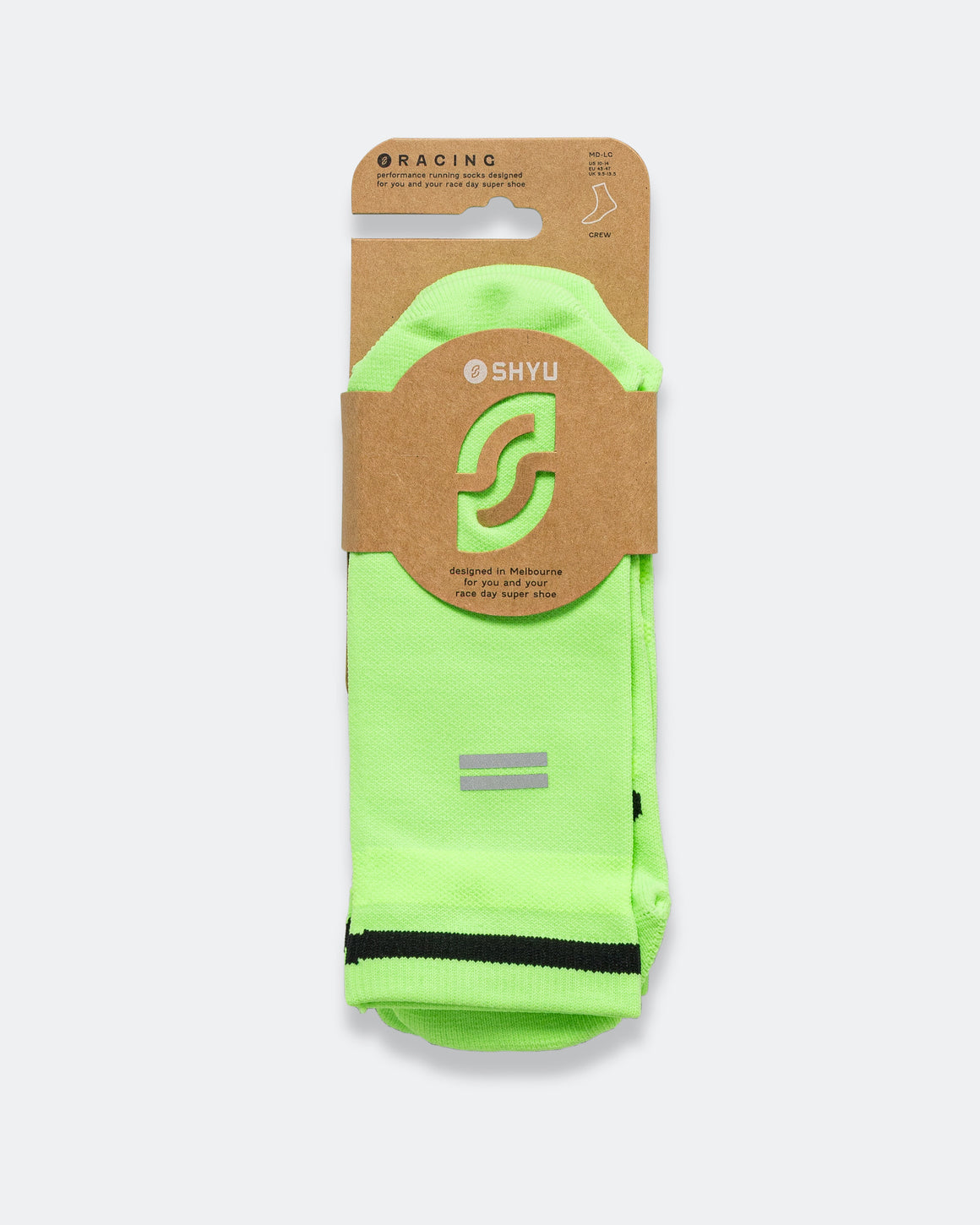 Shyu - Half Crew Racing Socks - Acid/Green-Black - Up There Athletics