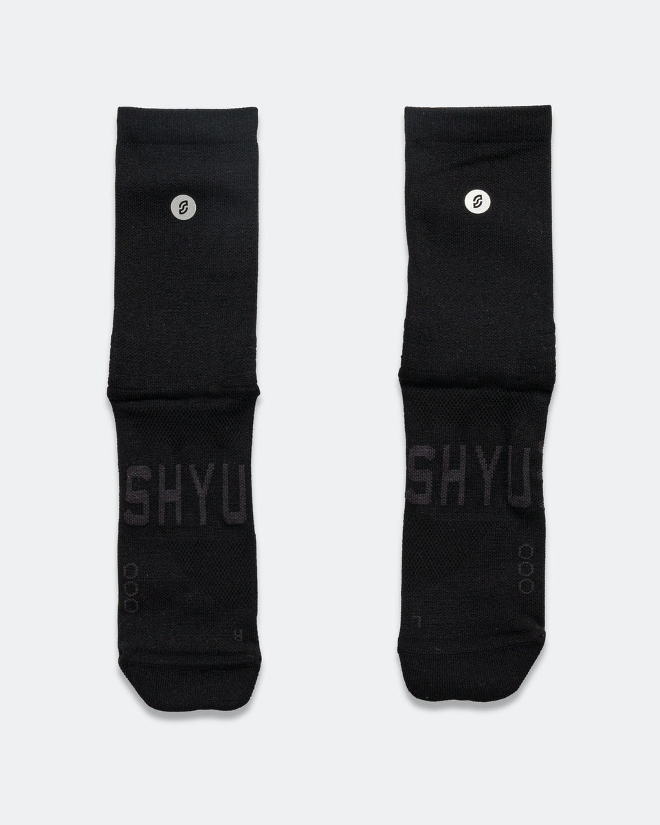 Shyu - Half Crew Racing Socks - Black/Black/Black | Up There Athletics