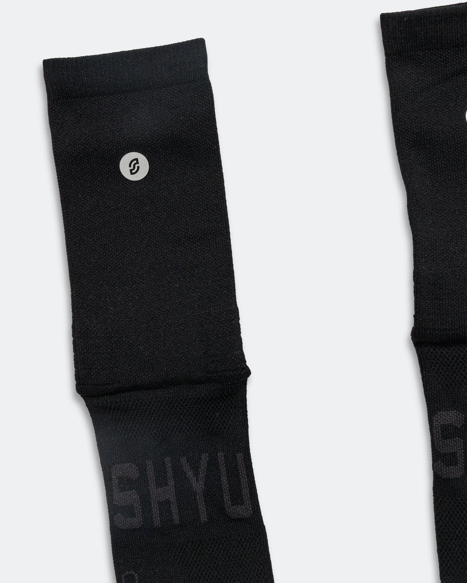 Shyu - Half Crew Racing Socks - Black/Black/Black | Up There Athletics