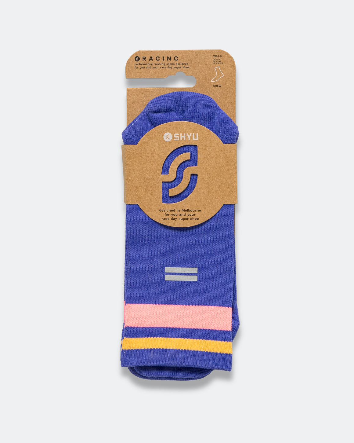 Shyu - Half Crew Racing Socks - Blue/Blush-Apricot - Up There Athletics