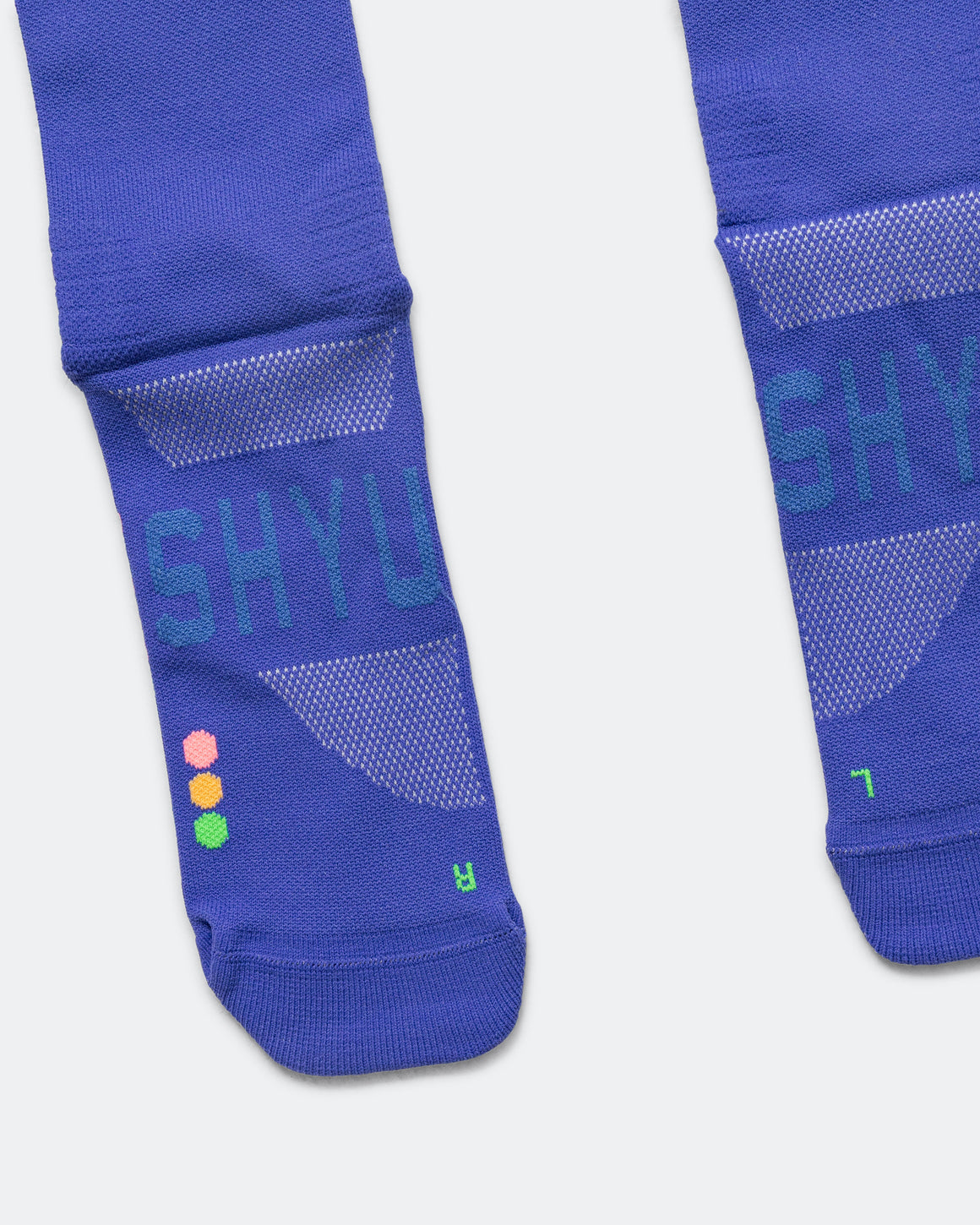 Shyu - Half Crew Racing Socks - Blue/Blush-Apricot - Up There Athletics