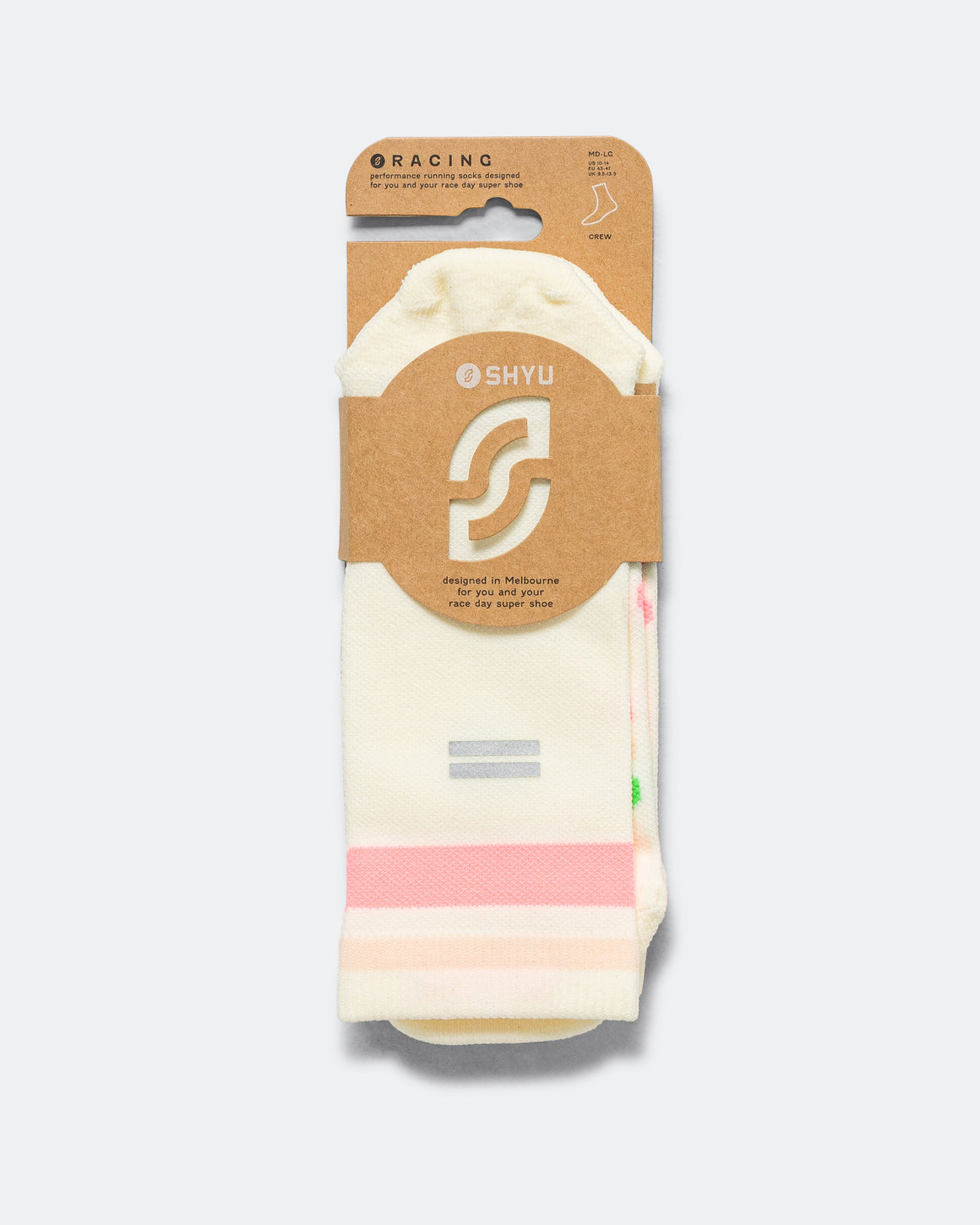 Shyu - Half Crew Racing Socks - Cream/Blush-Peach - Up There Athletics