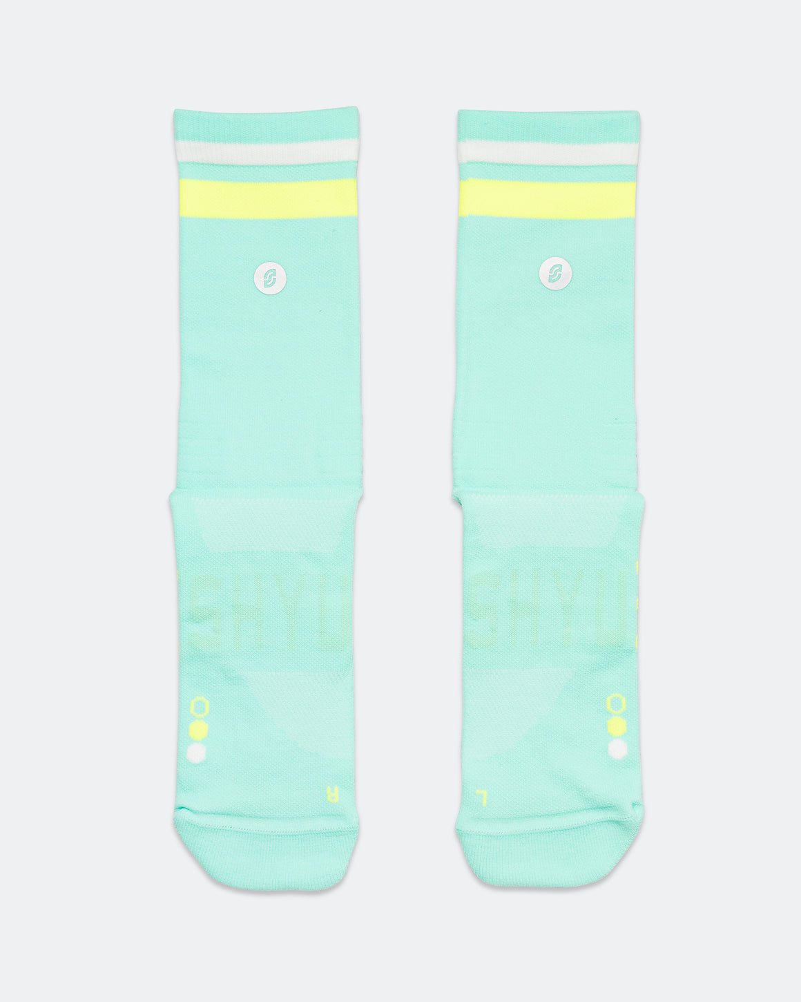 Shyu - Half Crew Racing Socks - Electric/Volt-White - Up There Athletics
