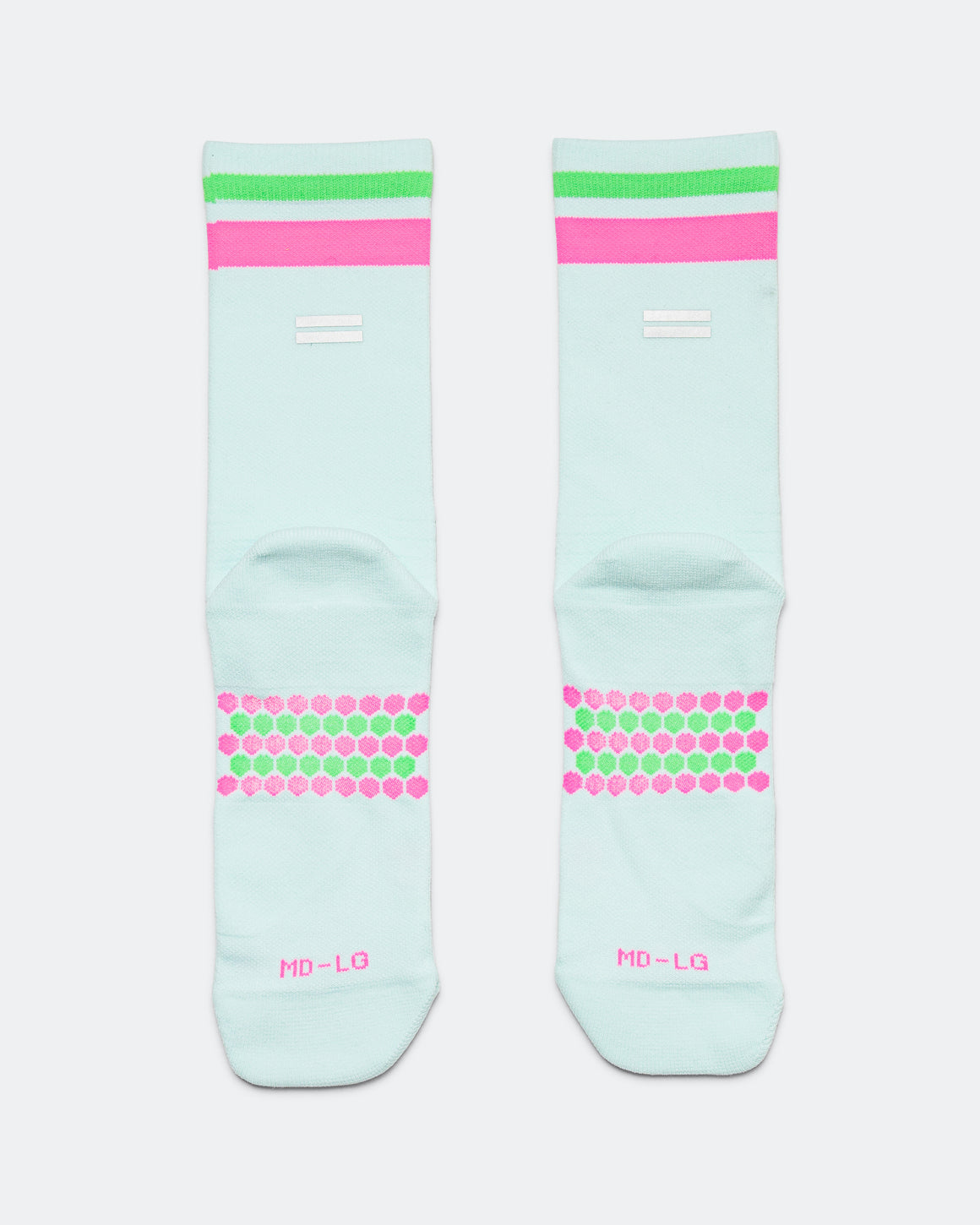 Shyu - Half Crew Racing Socks - Foam/Pink-Green - Up There Athletics