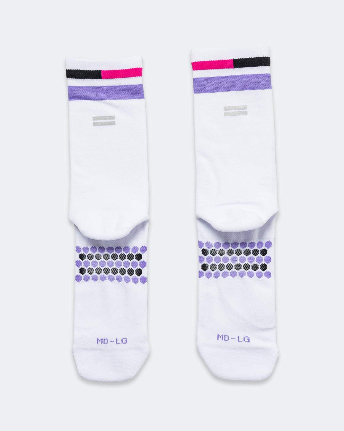 Shyu - Half Crew Racing Socks - White/Lavender-Magenta - Up There Athletics