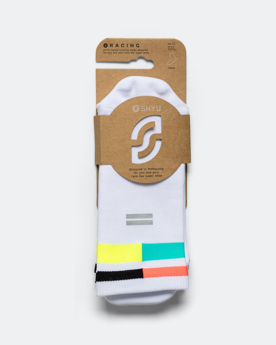 Shyu - Half Crew Racing Socks - White/Mute-Ant - Up There Athletics