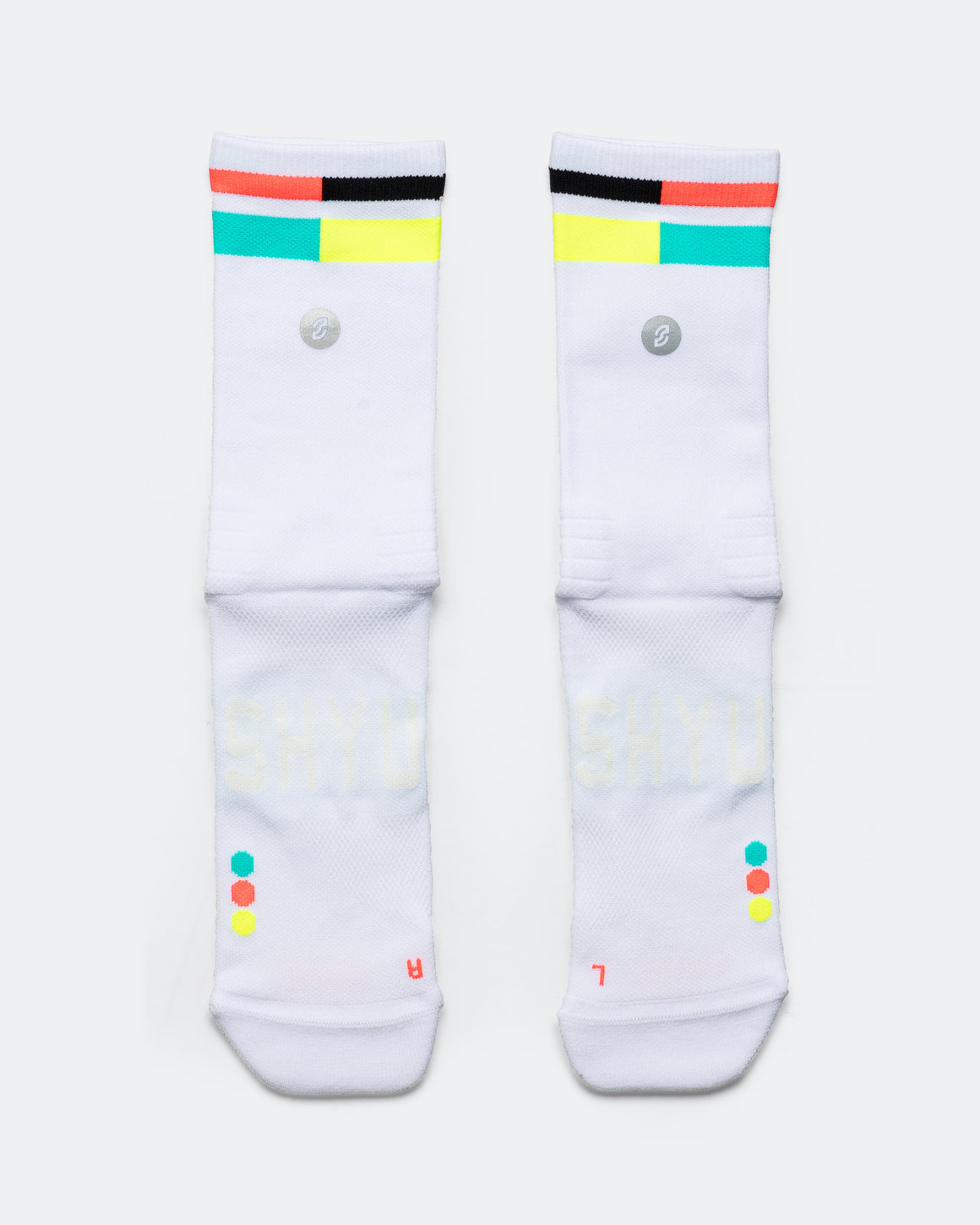 Shyu - Half Crew Racing Socks - White/Mute-Ant - Up There Athletics