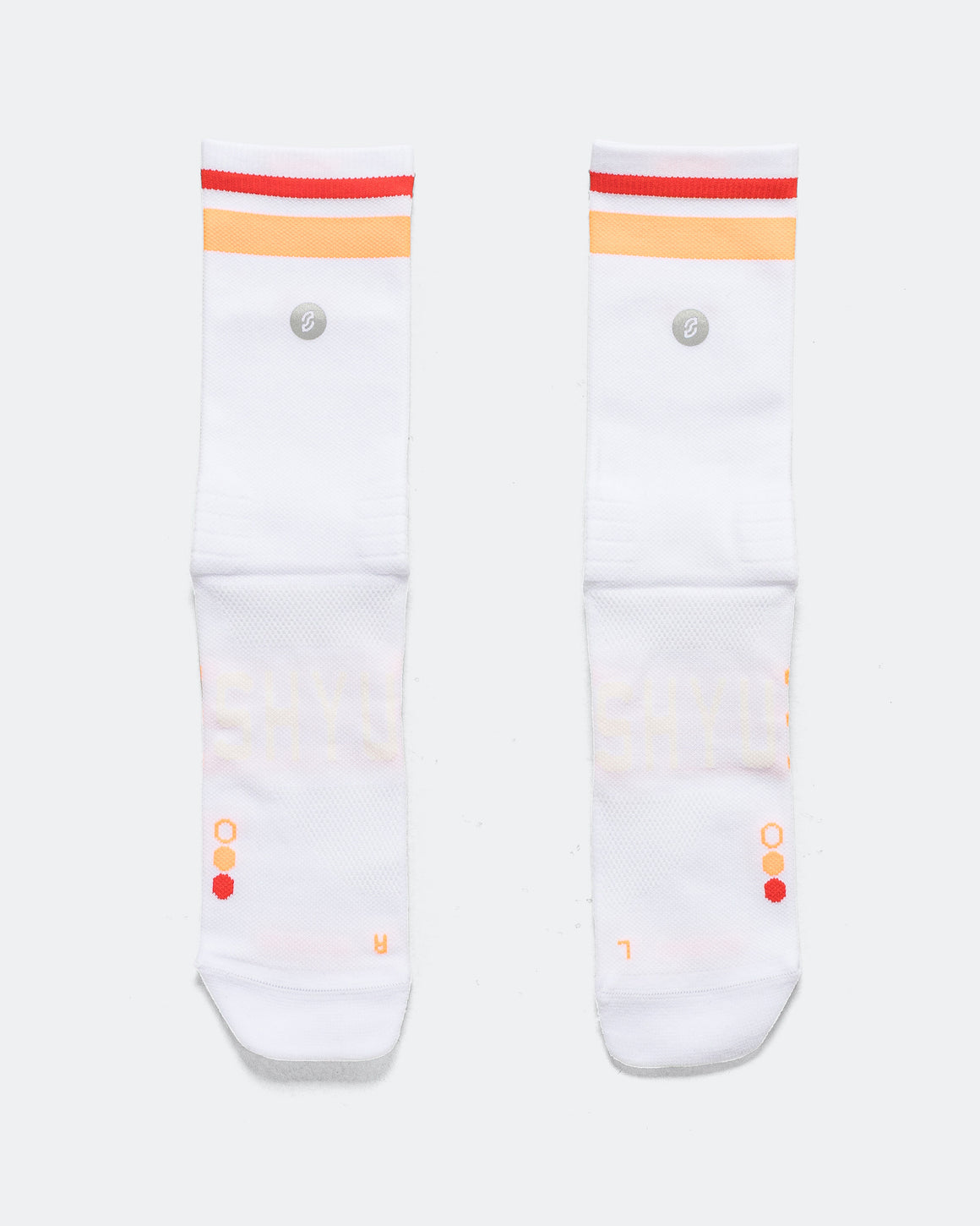 Shyu - Half Crew Racing Socks - White/Tangerine-Red - Up There Athletics