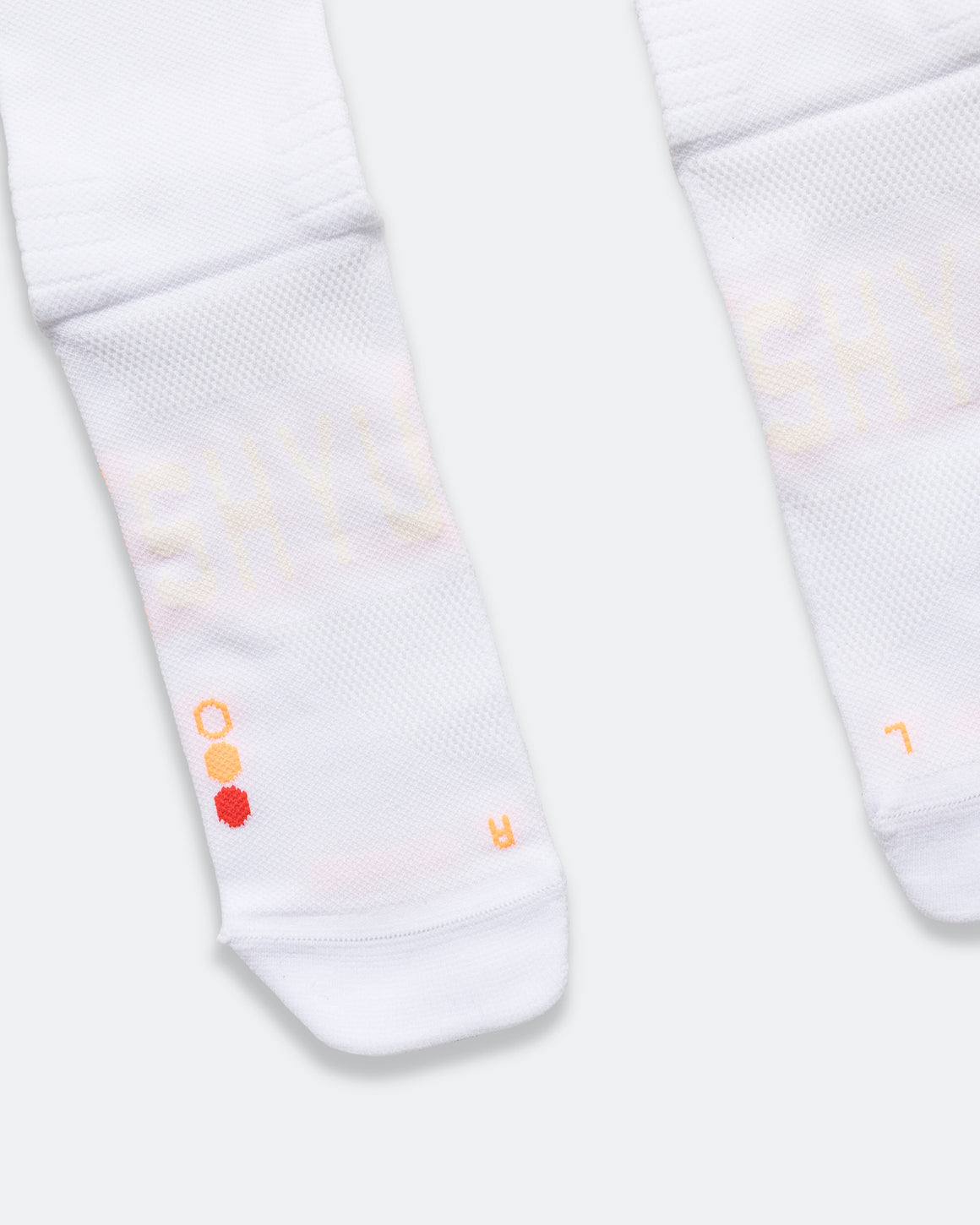 Shyu - Half Crew Racing Socks - White/Tangerine-Red - Up There Athletics