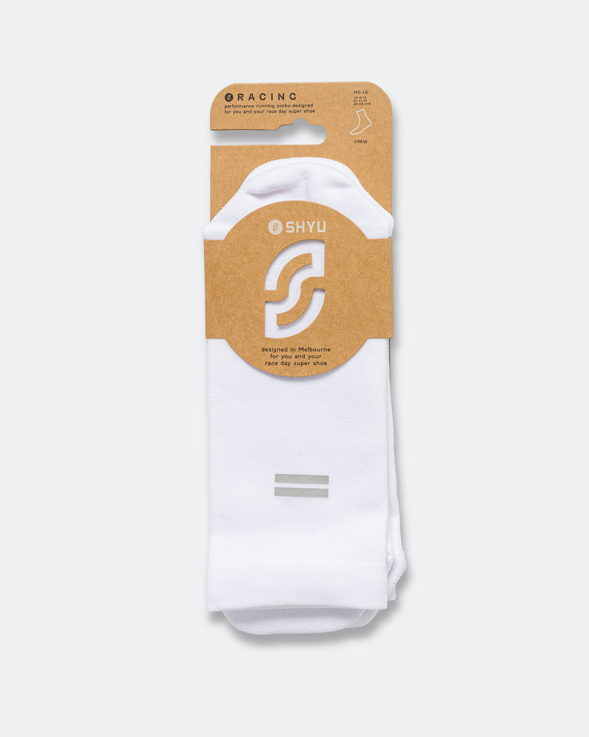 Shyu - Half Crew Racing Socks - White/White - Up There Athletics