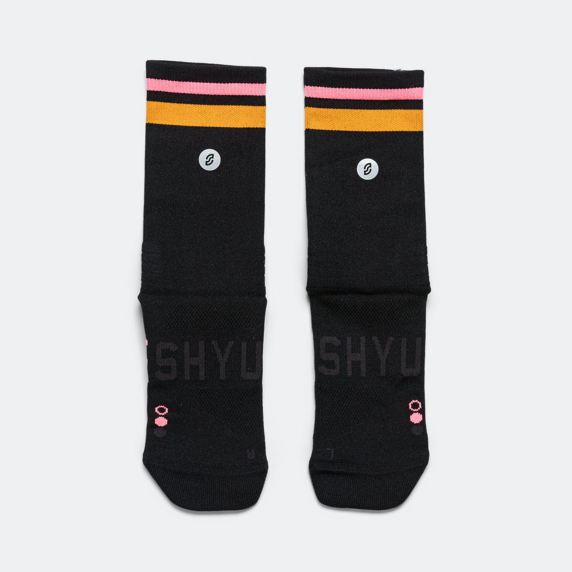 Shyu - Half Crew Racing Socks - Black/Orange-Salmon - Up There Athletics