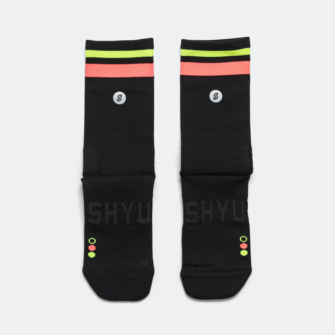 Shyu - Half Crew Racing Socks - Black/Red-Neon - Up There Athletics