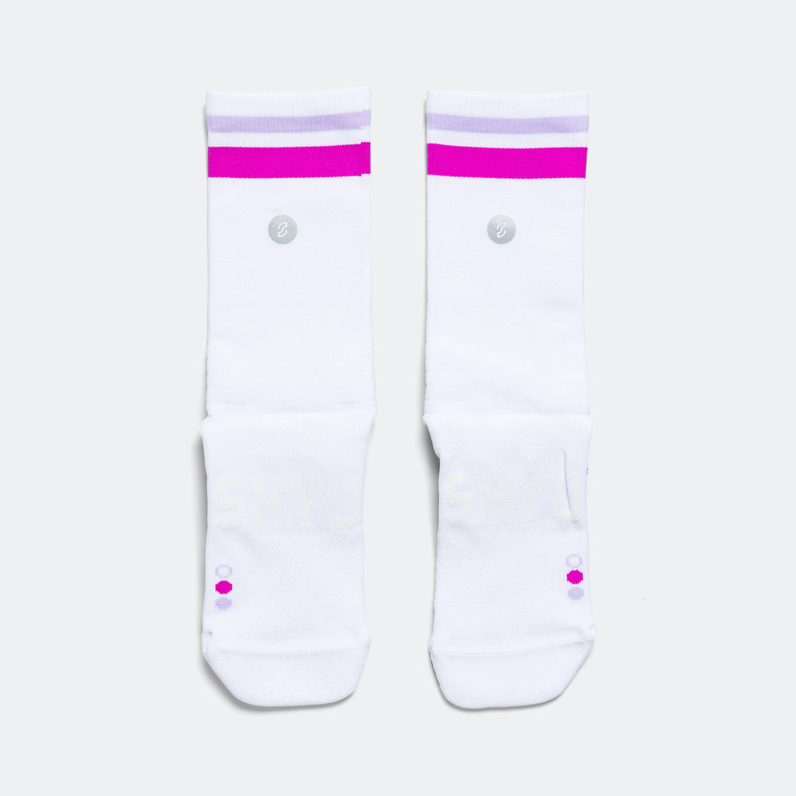 Shyu - Half Crew Racing Socks - White/Grape-Lilac - Up There Athletics