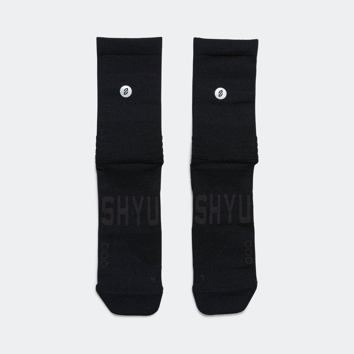 Shyu - Half Crew Racing Socks - Black/Black/Black - Up There Athletics