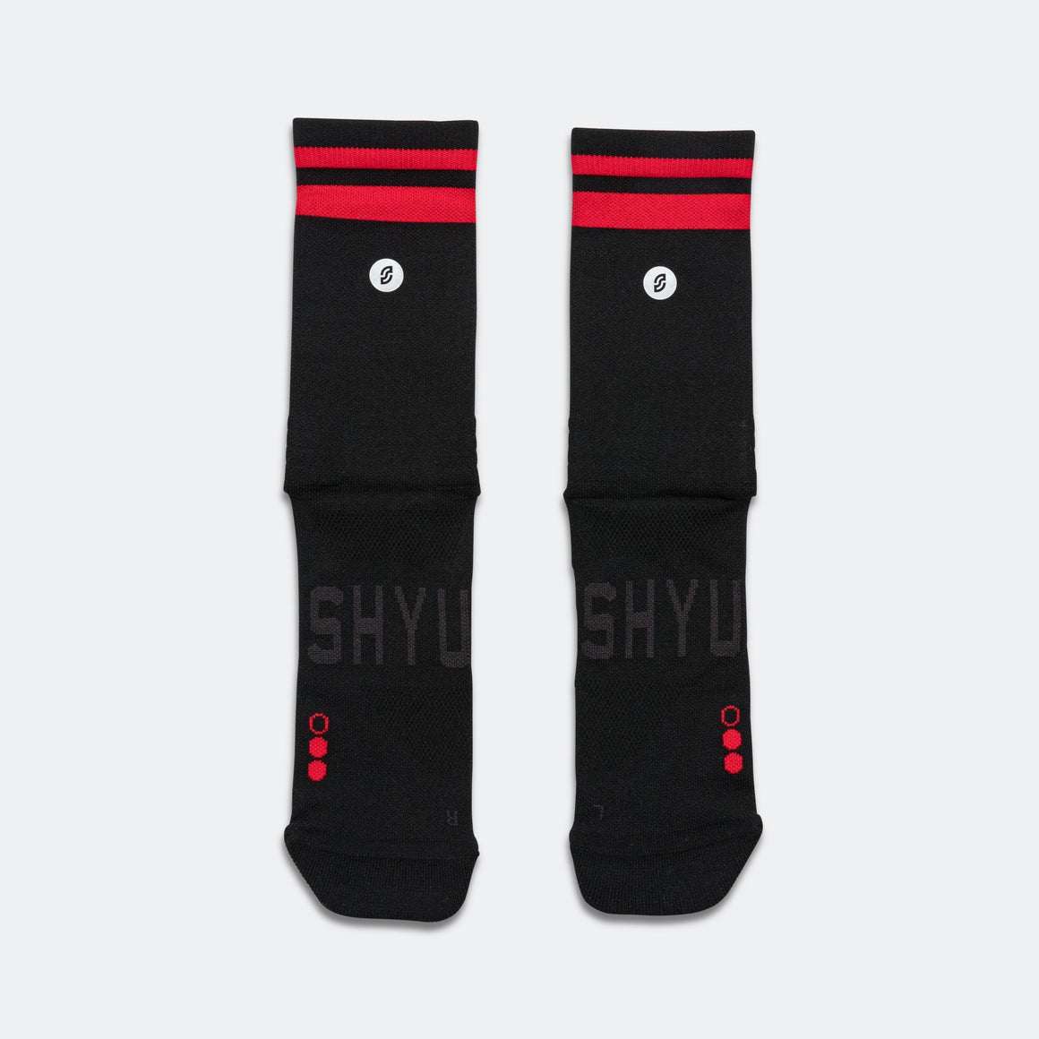 Shyu - Half Crew Racing Socks - Black/Red-Red - Up There Athletics