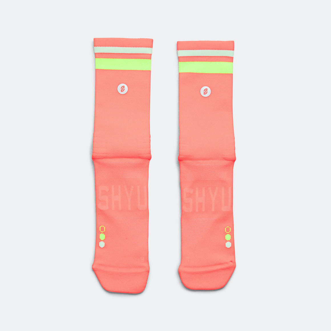 Shyu - Half Crew Racing Socks - Crimson/Lime-Powder - Up There Athletics