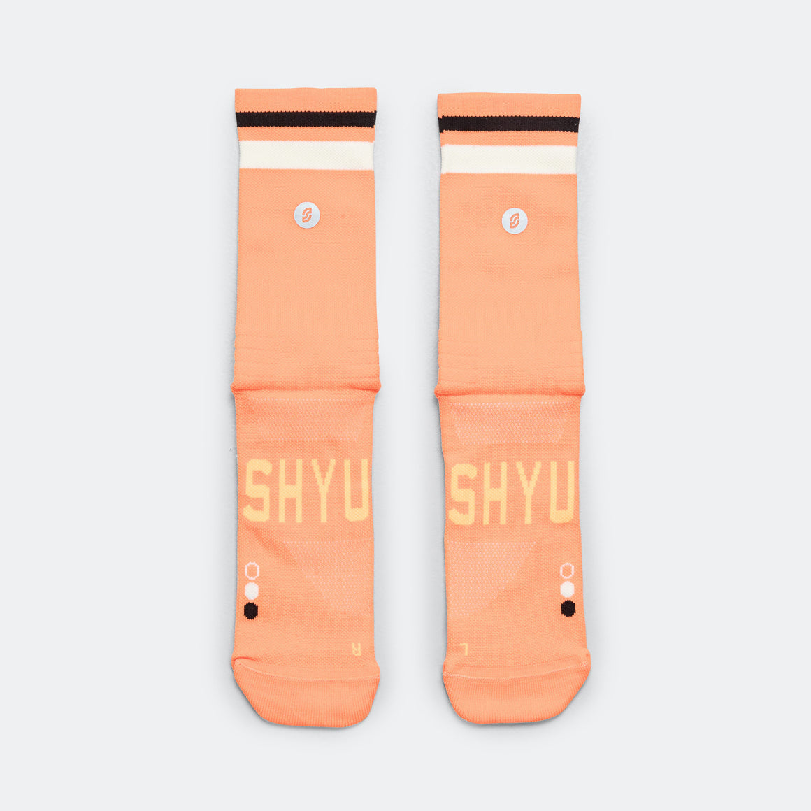 Shyu - Half Crew Racing Socks - Mango/Cream-Black - Up There Athletics