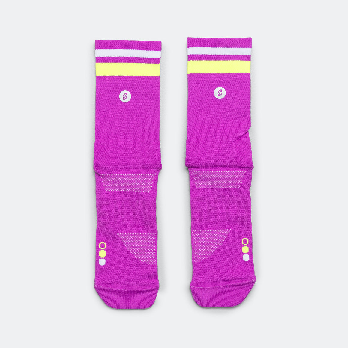 Shyu - Half Crew Racing Socks - Purple/Neon-White - Up There Athletics