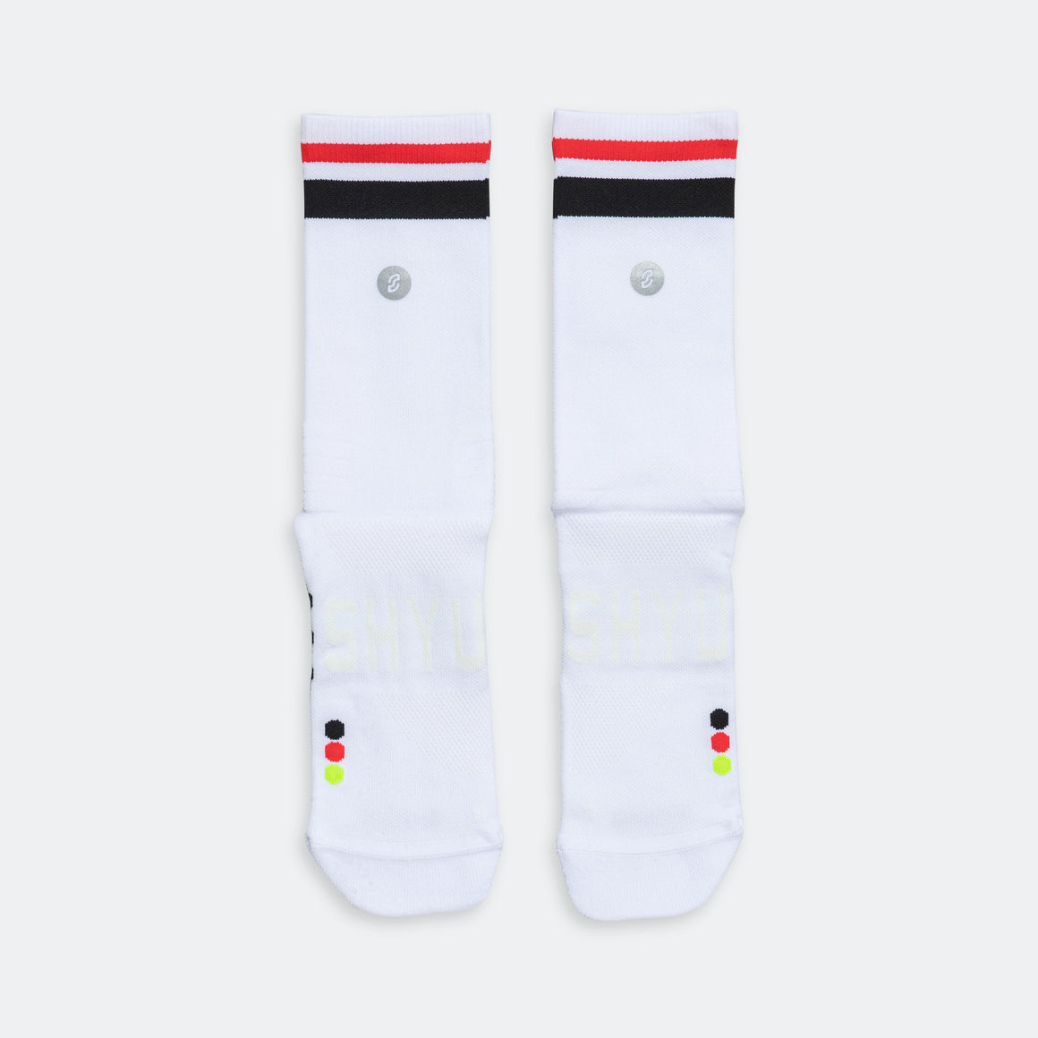 Shyu - Half Crew Racing Socks - White/Black-Red - Up There Athletics