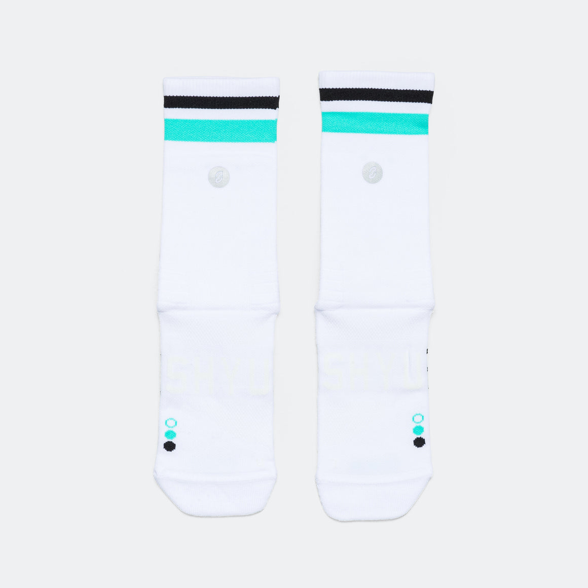 Shyu - Half Crew Racing Socks -White/Jade/Black - Up There Athletics