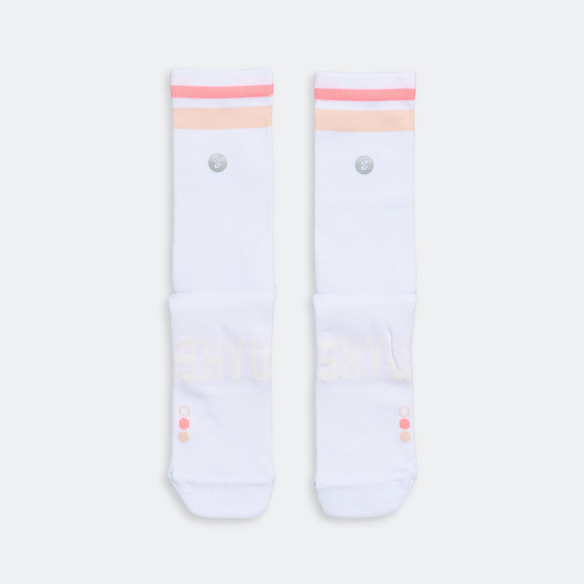 Shyu - Half Crew Racing Socks - White/Peach-Melon - Up There Athletics